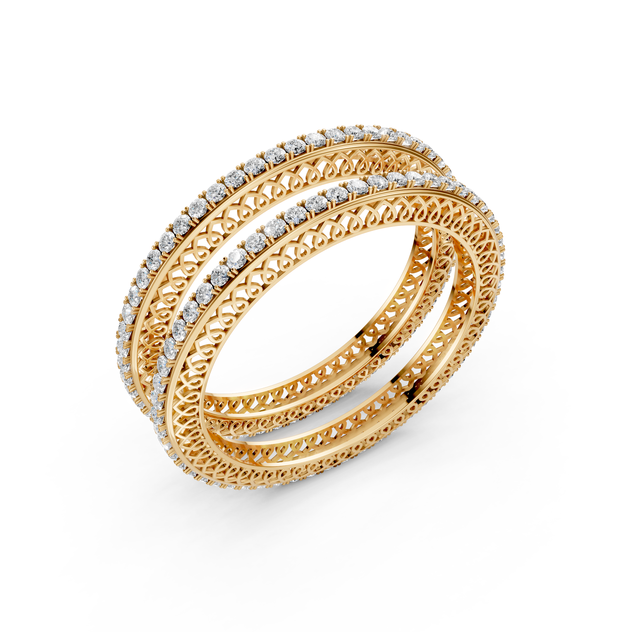 Lab-Grown Diamond Dual Row Filigree Bangle