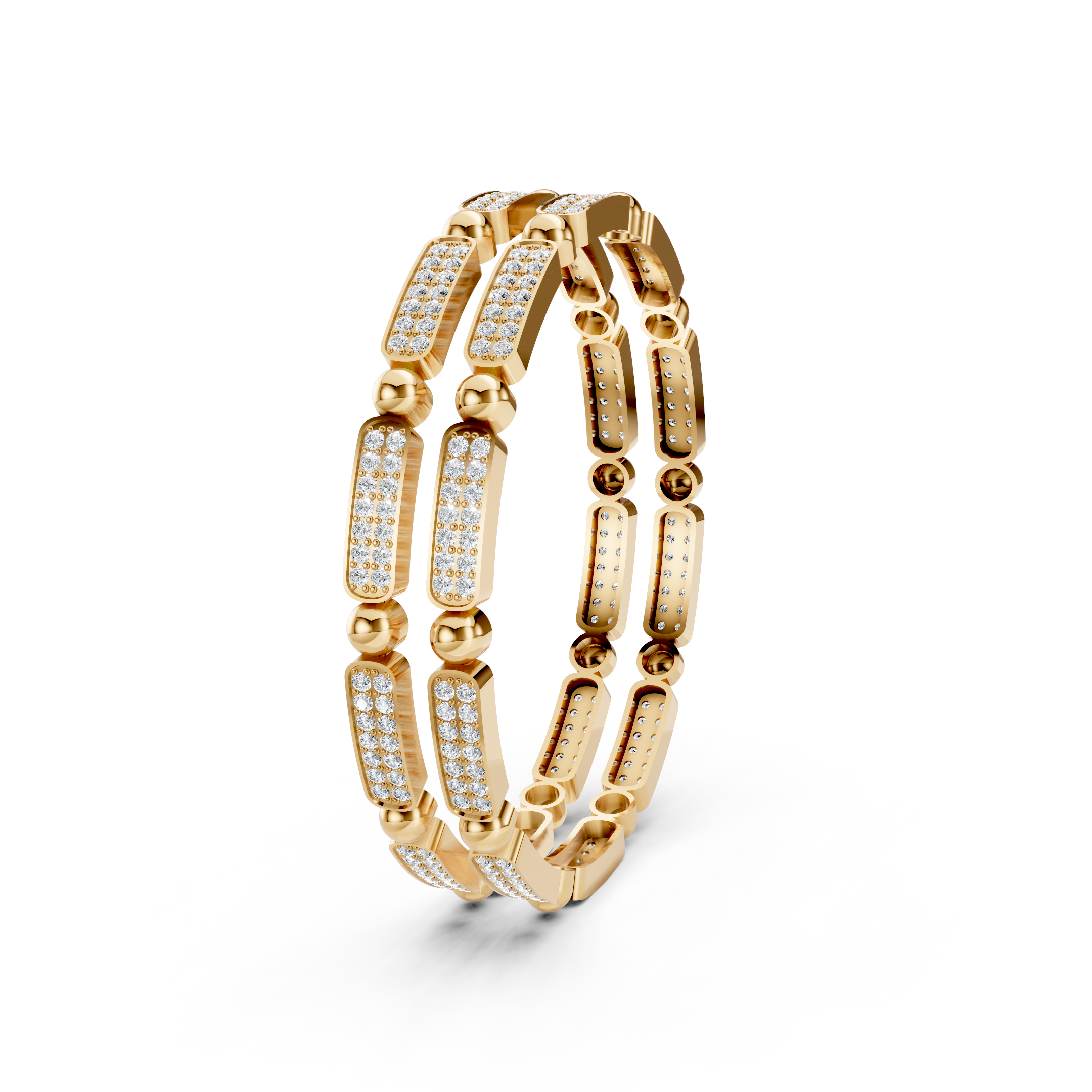 Lab-Grown Diamond Modular Link Pavé Bangle