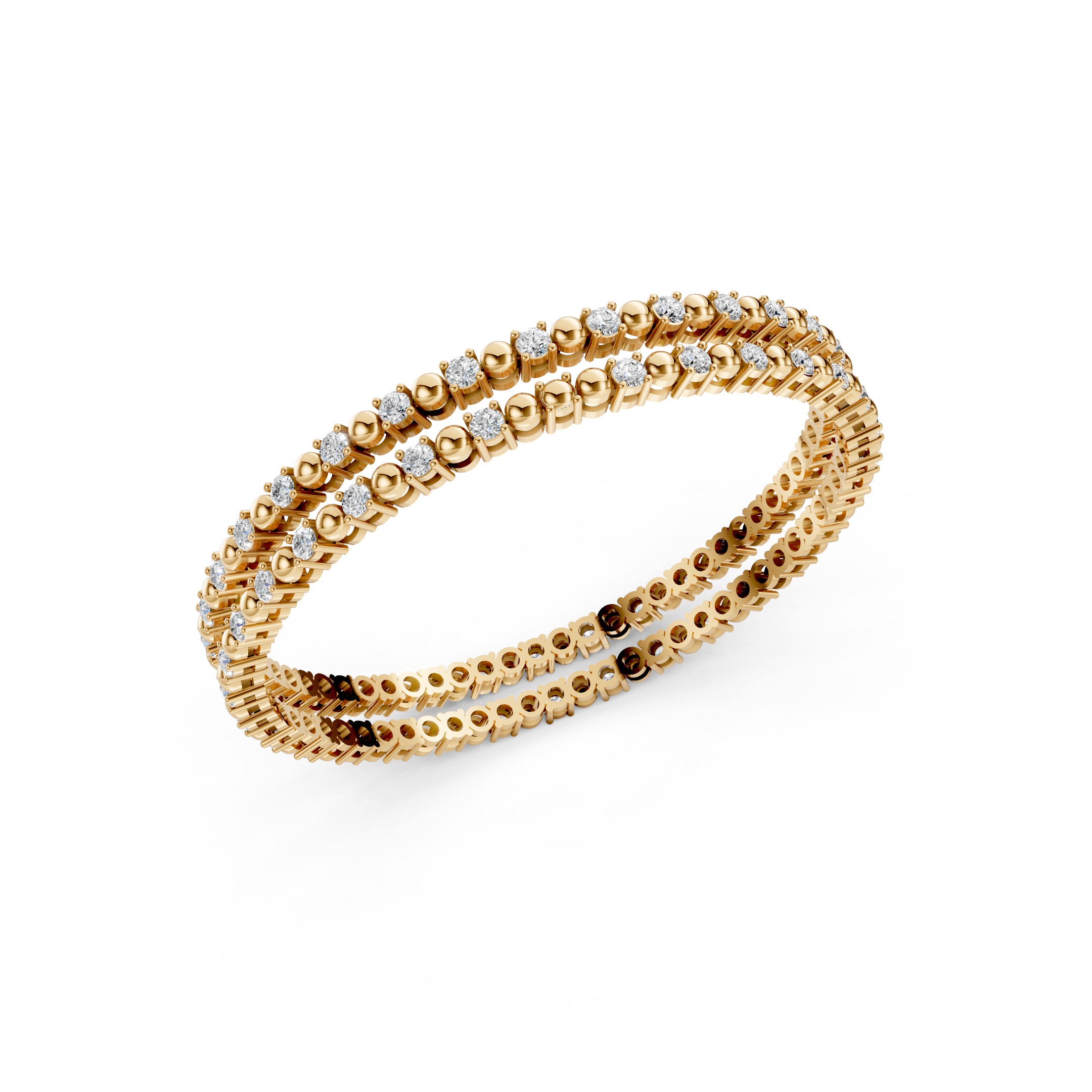 Lab-Grown Diamond Double Line Bezel-Set Bangle