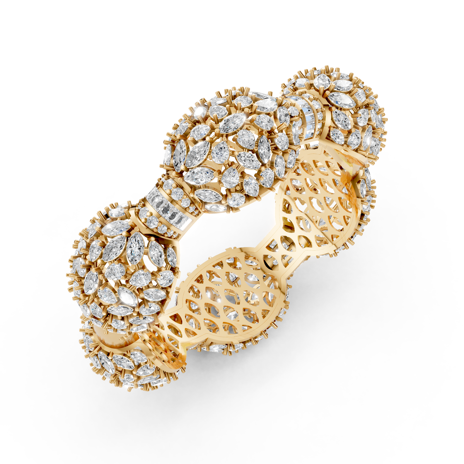 Lab-Grown Diamond Floral Dome Bangle