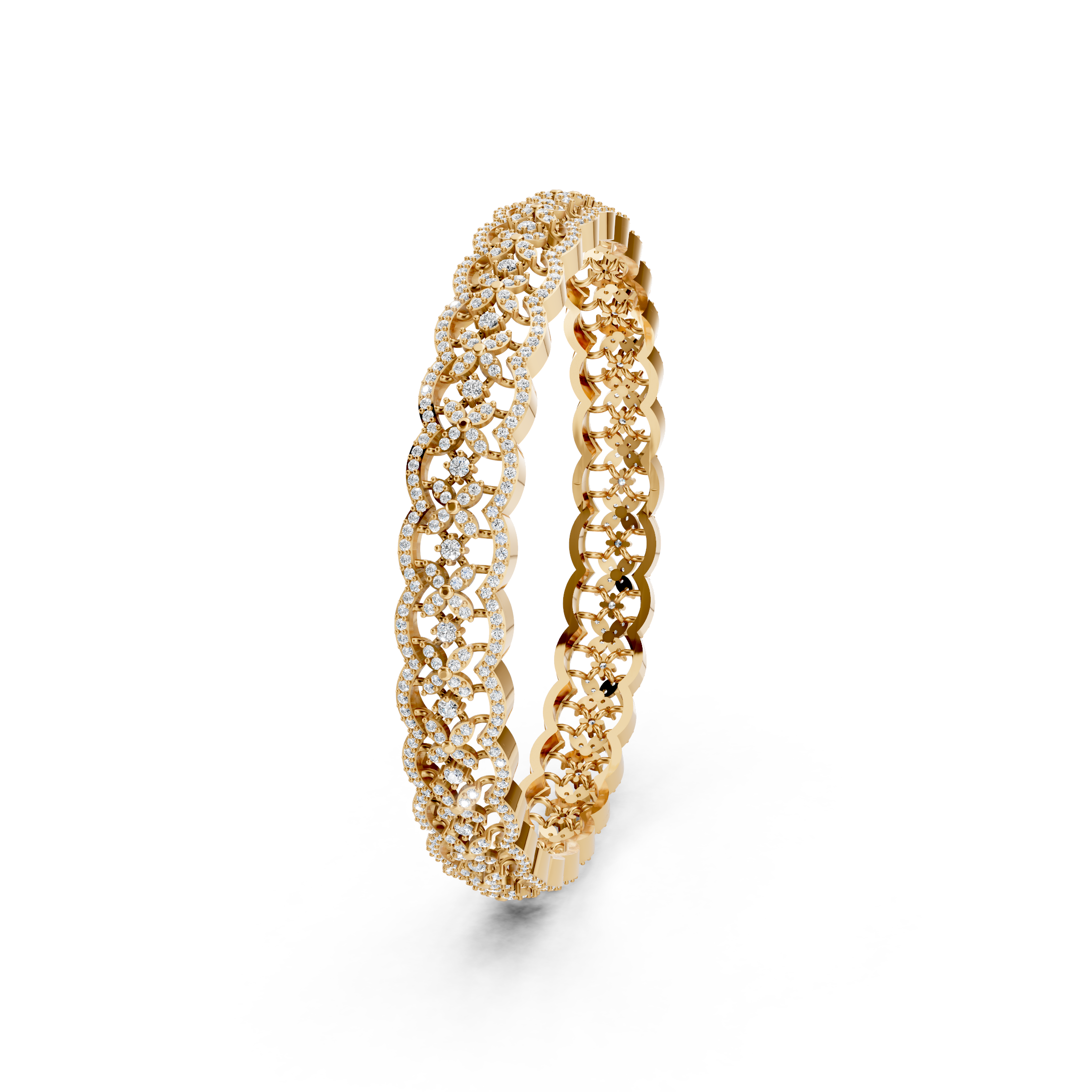 Lab-Grown Diamond Scalloped Filigree Pavé Bangle