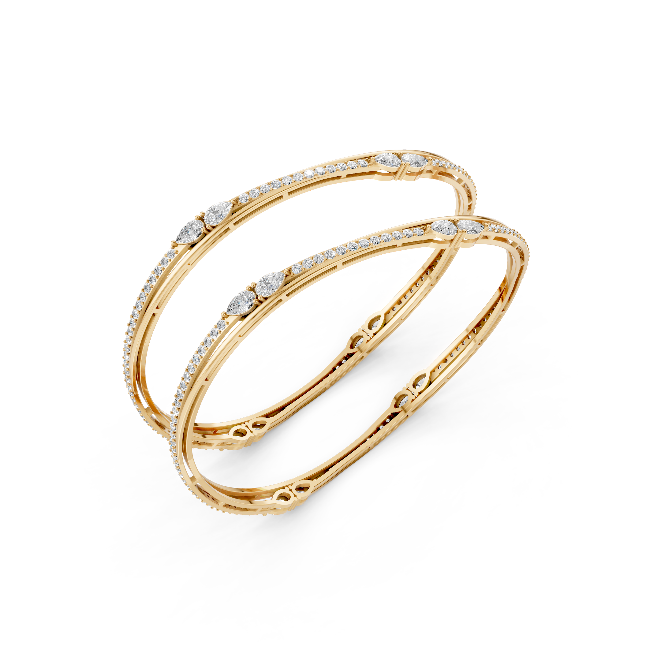 Lab-Grown Diamond Minimal Marquise Accent Bangle