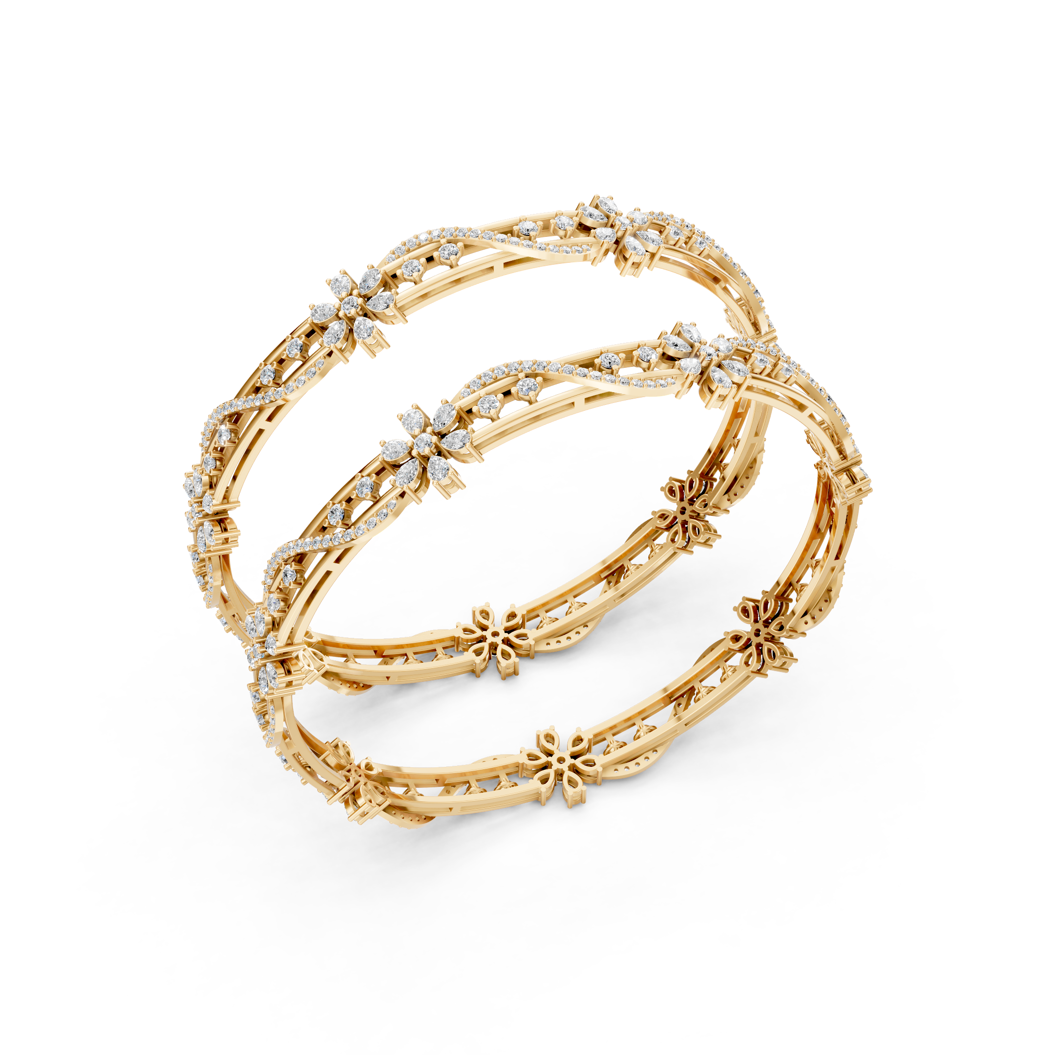 Lab-Grown Diamond Floral Vine Pavé Bangle