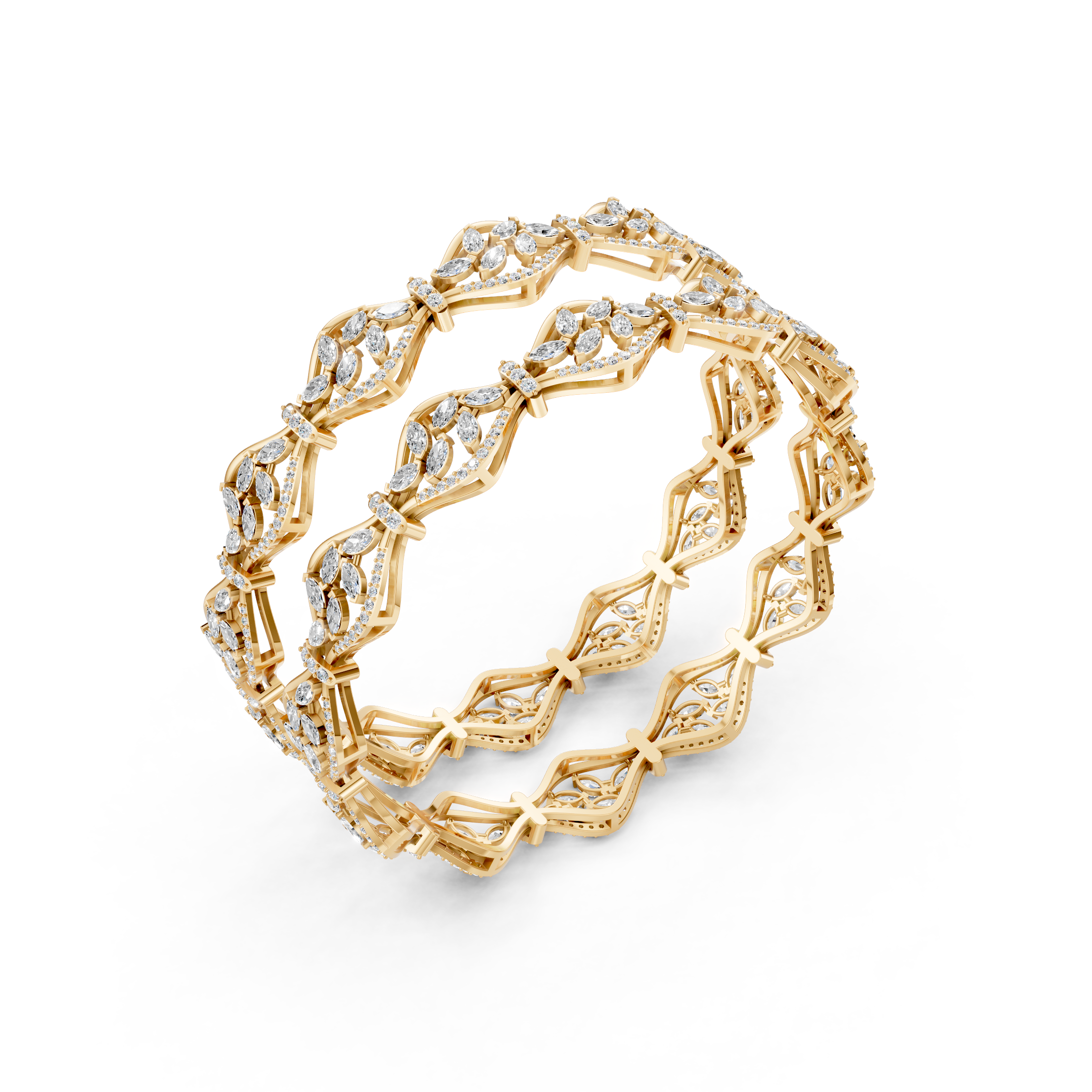 Lab-Grown Diamond Geometric Marquise Link Bangle