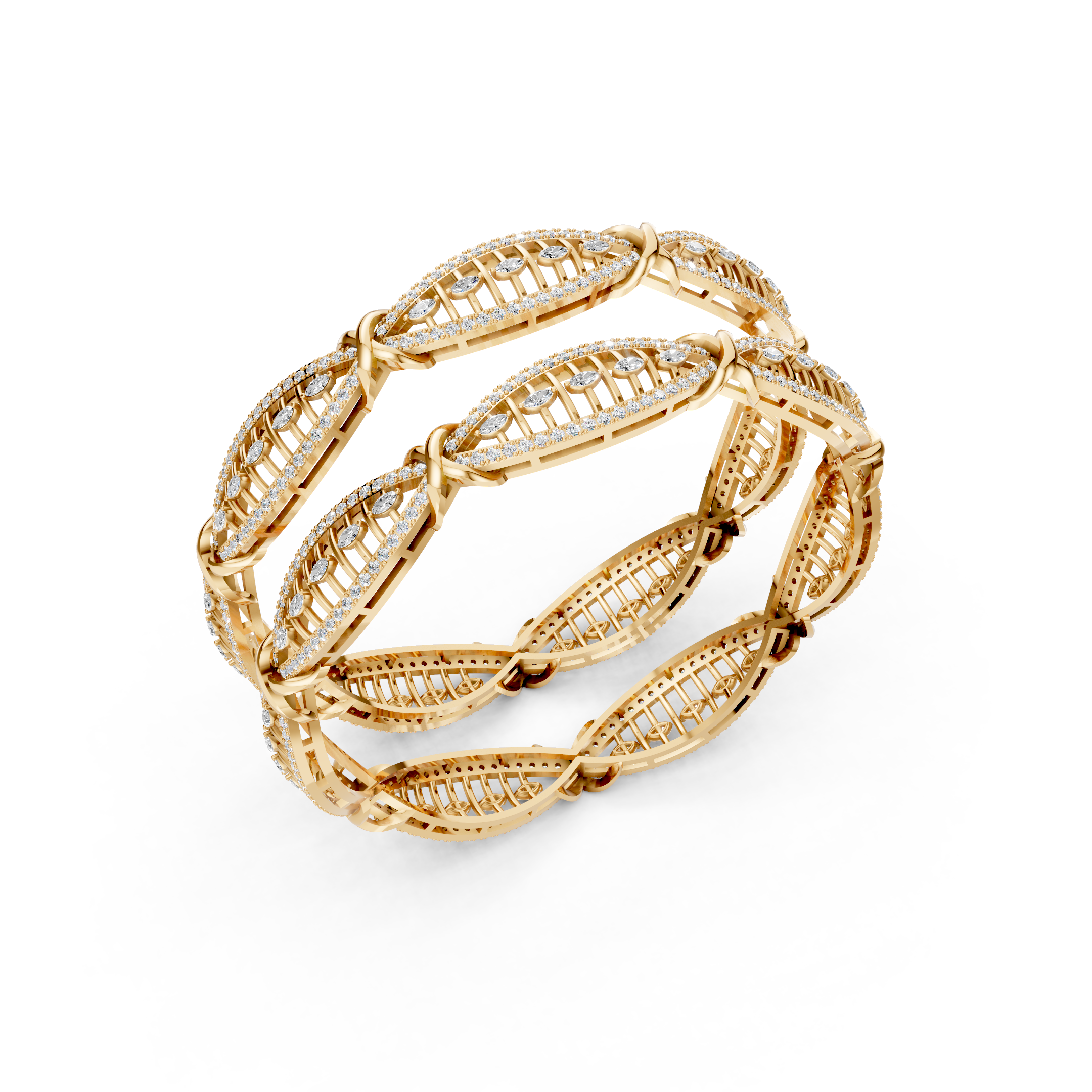 Lab-Grown Diamond Vintage-Inspired Marquise Bangle