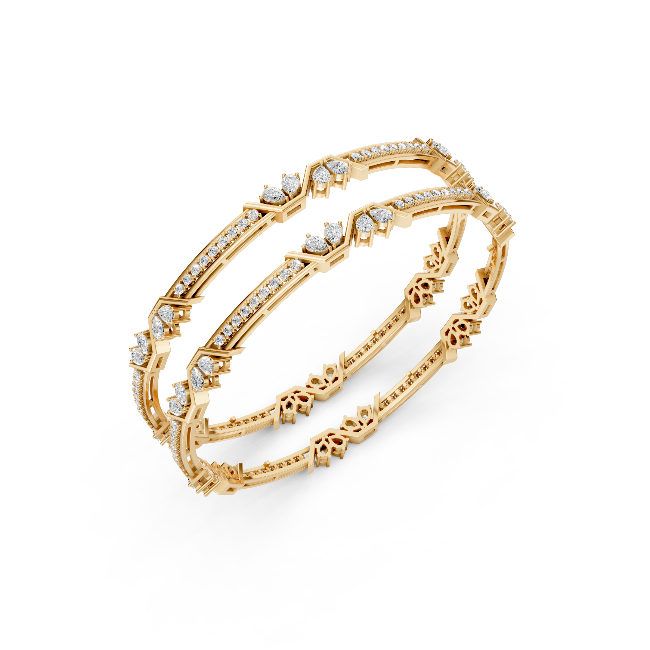 Lab-Grown Diamond Contemporary Marquise Line Bangle