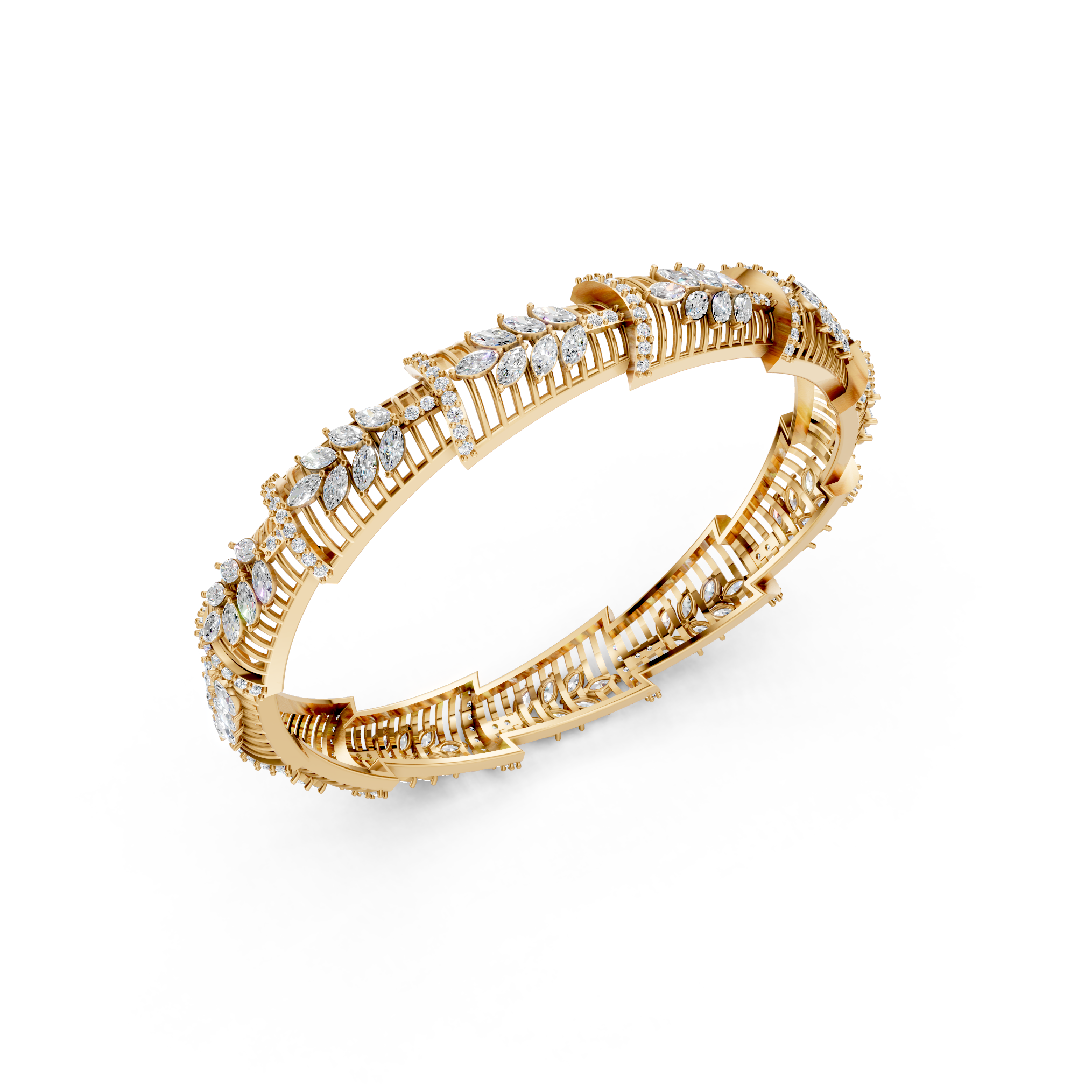 Lab-Grown Diamond Contoured Dual-Line Bangle