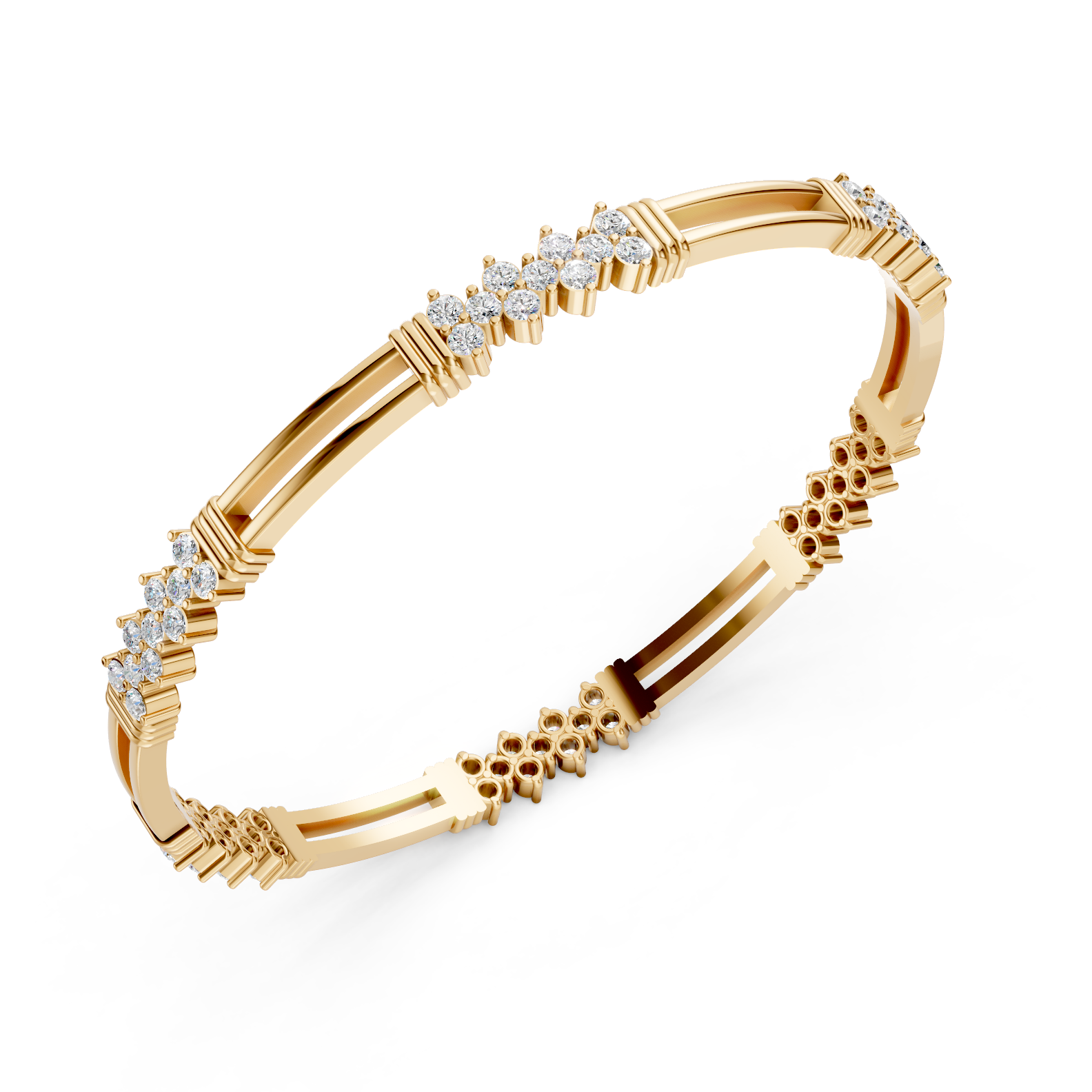 Lab-Grown Diamond Architectural Marquise Panel Bangle