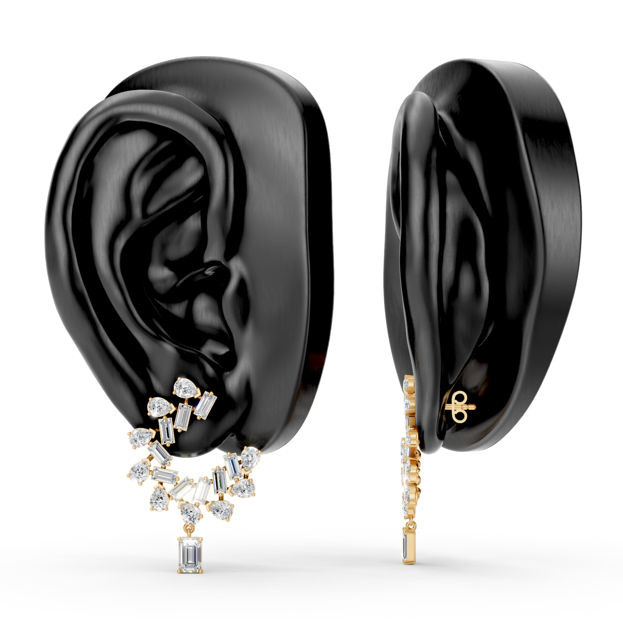 Lab-Grown Diamond Fan Cluster Drop Earrings