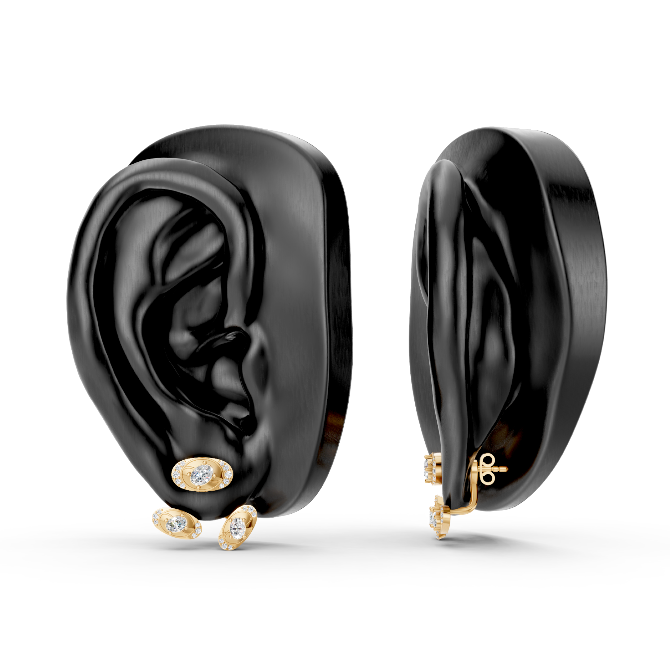 Lab-Grown Diamond Oval Halo Trio Earrings