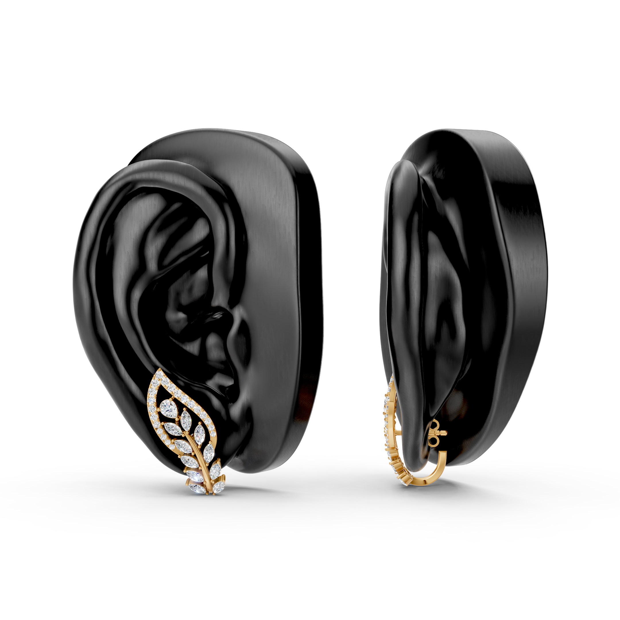 Lab-Grown Diamond Marquise Leaf Hoop Earrings