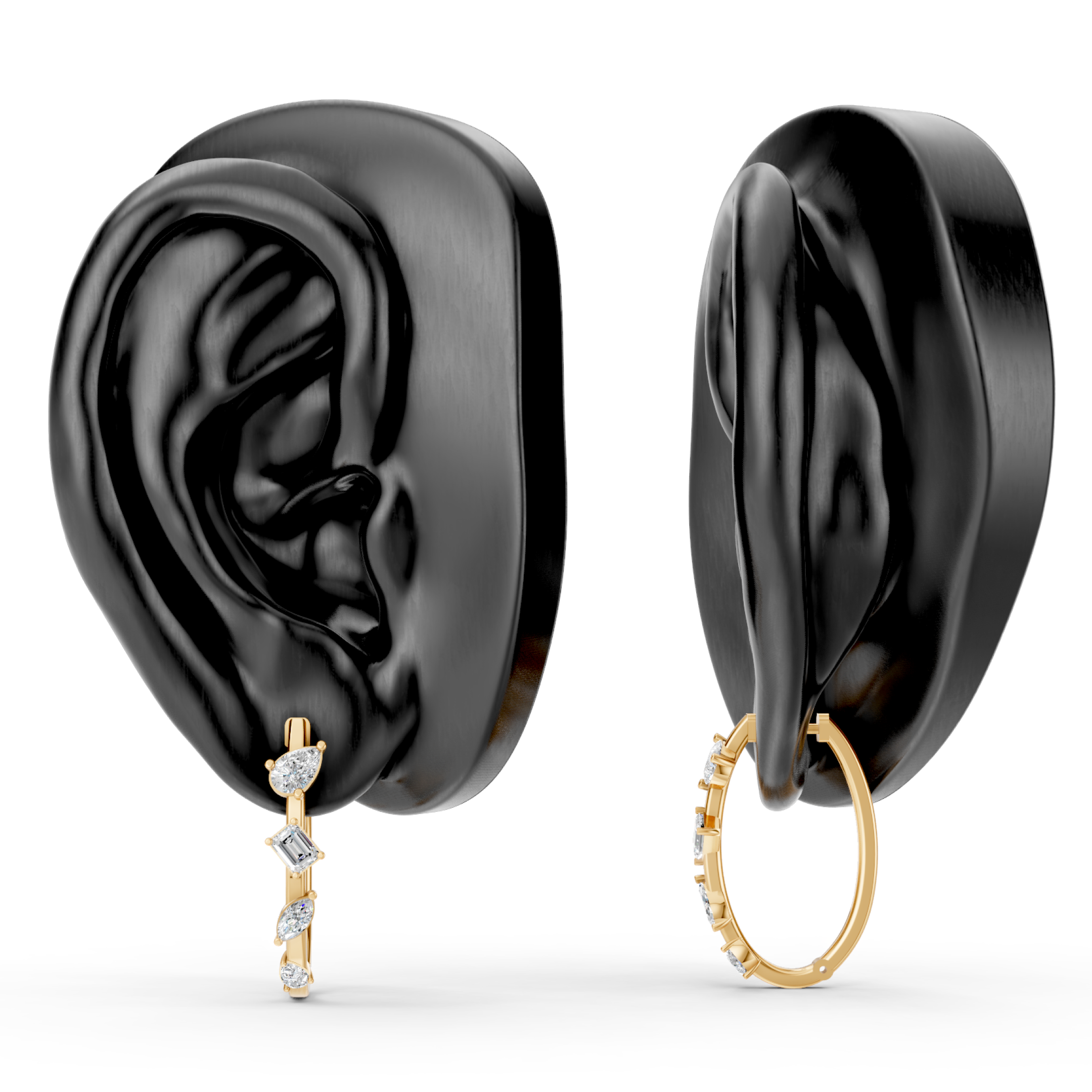 Lab-Grown Diamond Mixed Shape Vertical Earrings