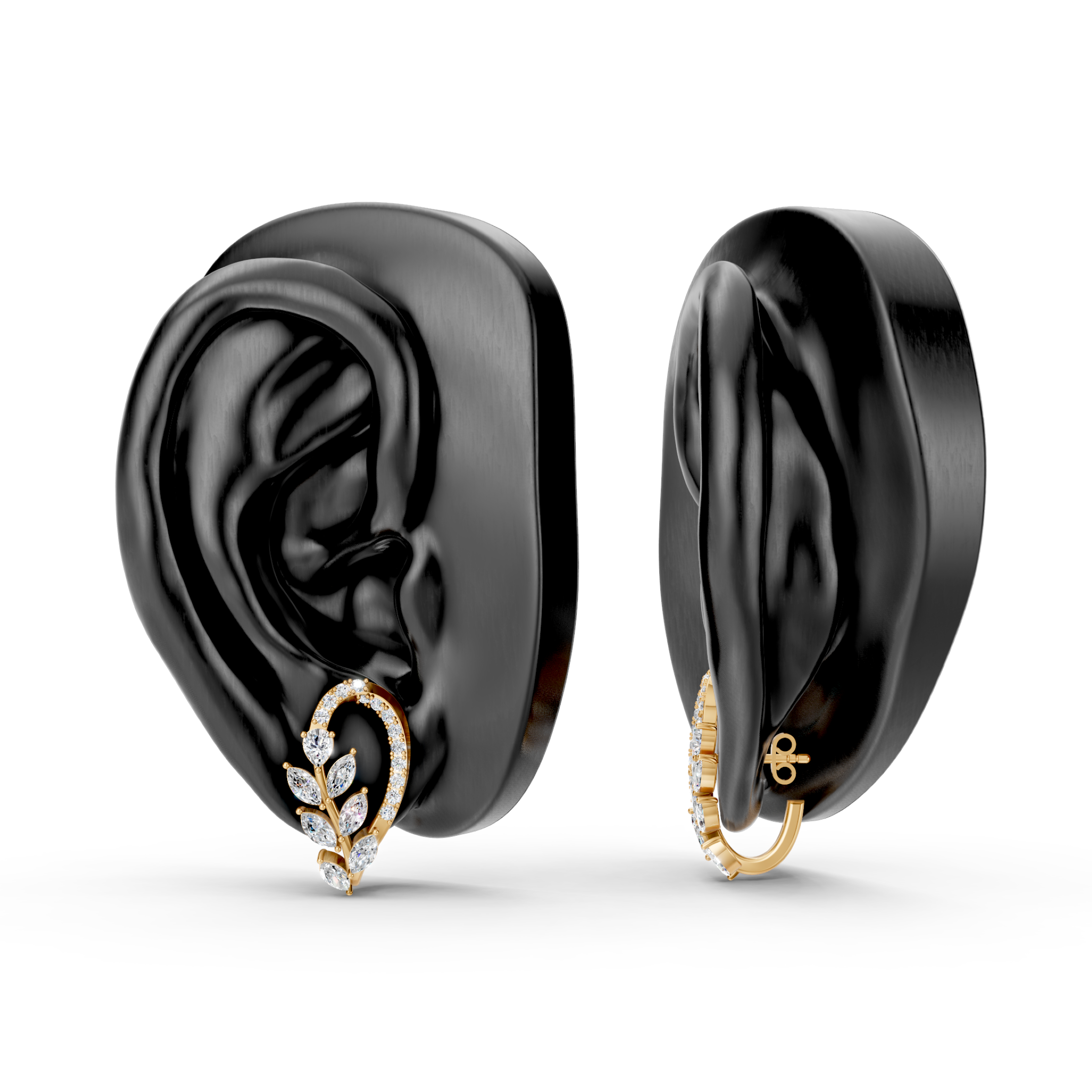 Lab-Grown Diamond Oval Leaf Halo Earrings