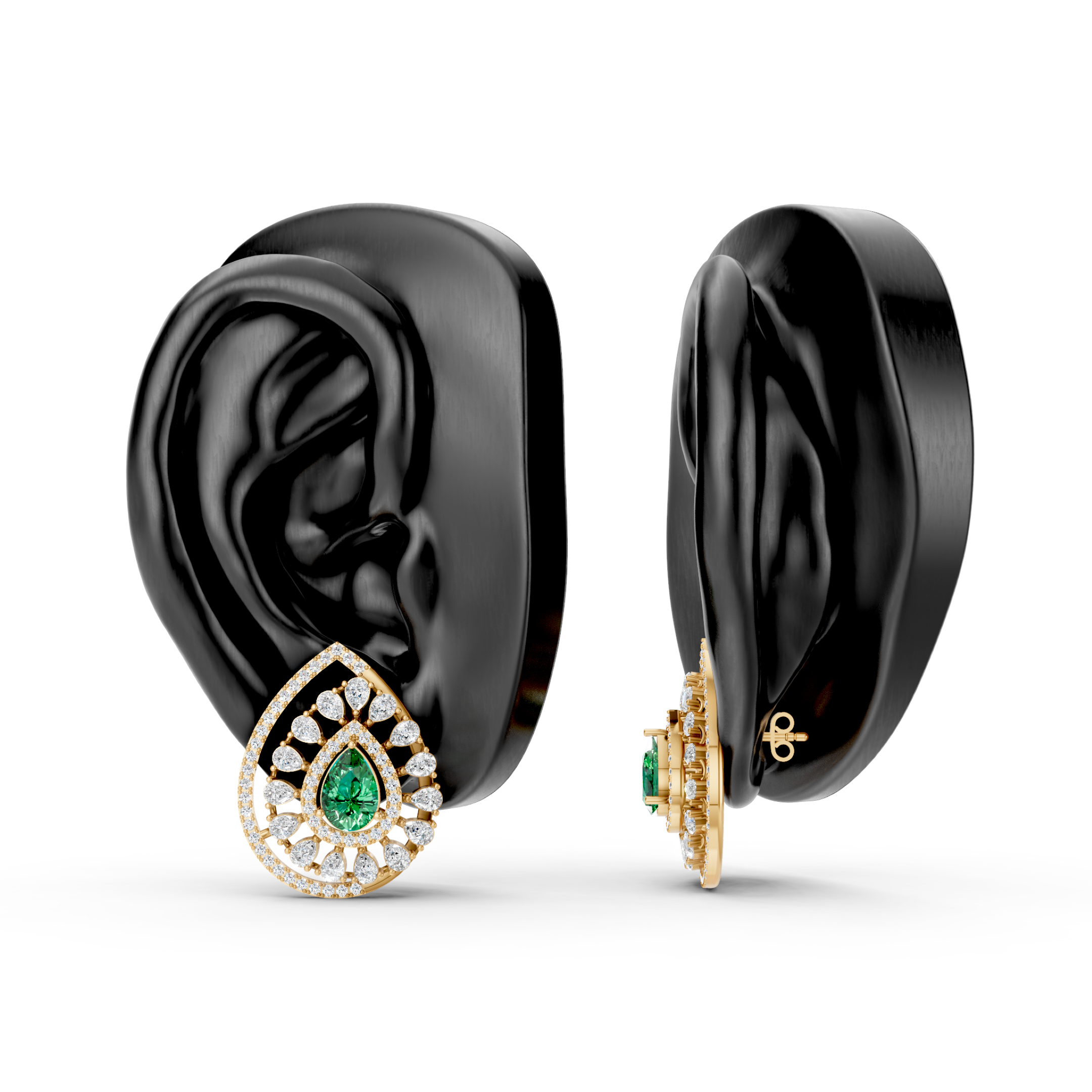 Lab-Grown Diamond Pear Halo Statement Stud Earrings