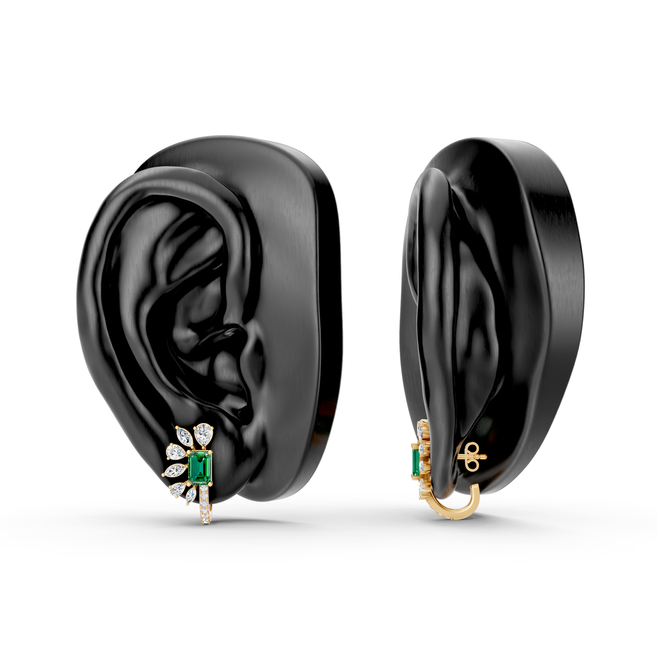 Lab-Grown Diamond Emerald Radiant Cluster Earrings