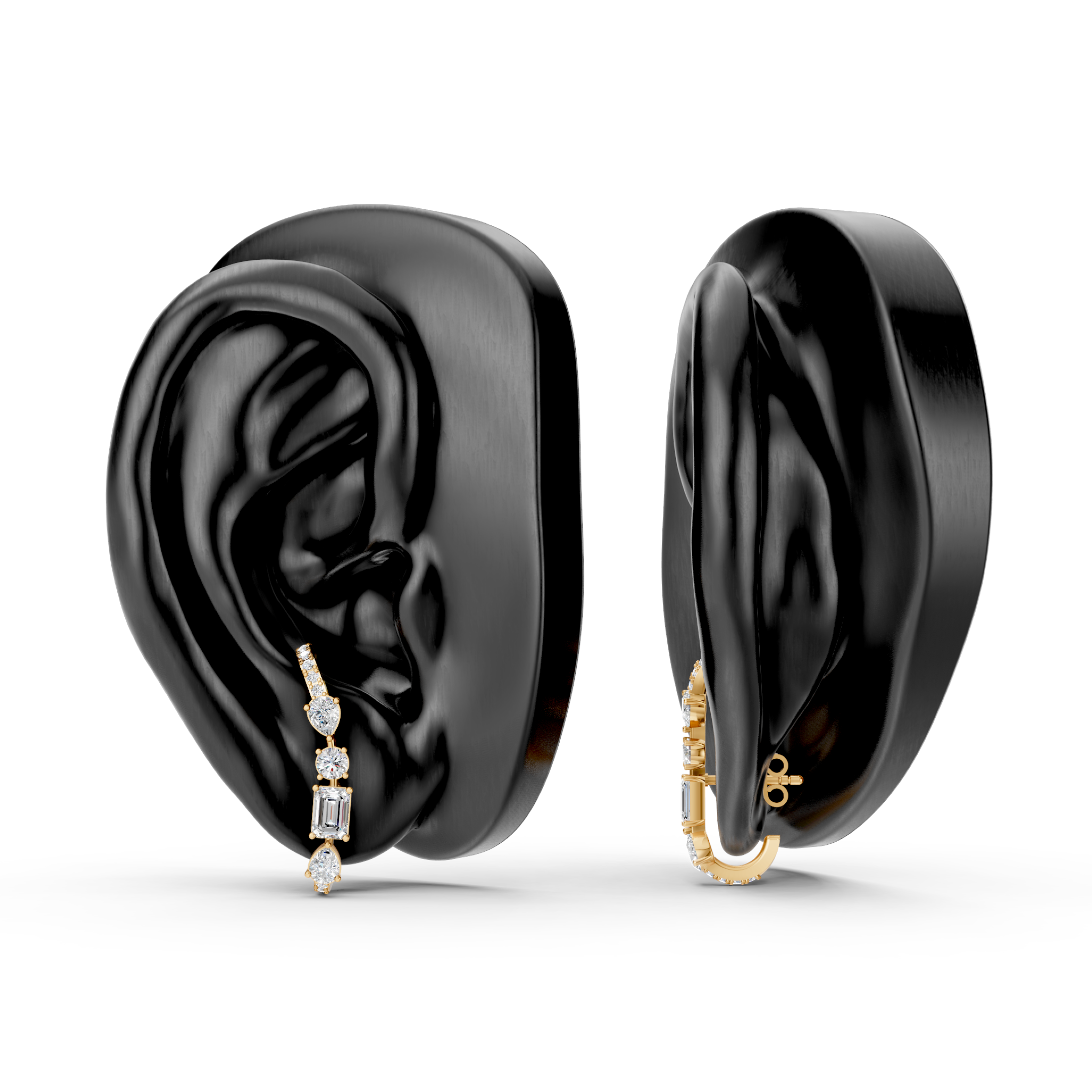 Lab-Grown Diamond Vertical Emerald Drop Earrings