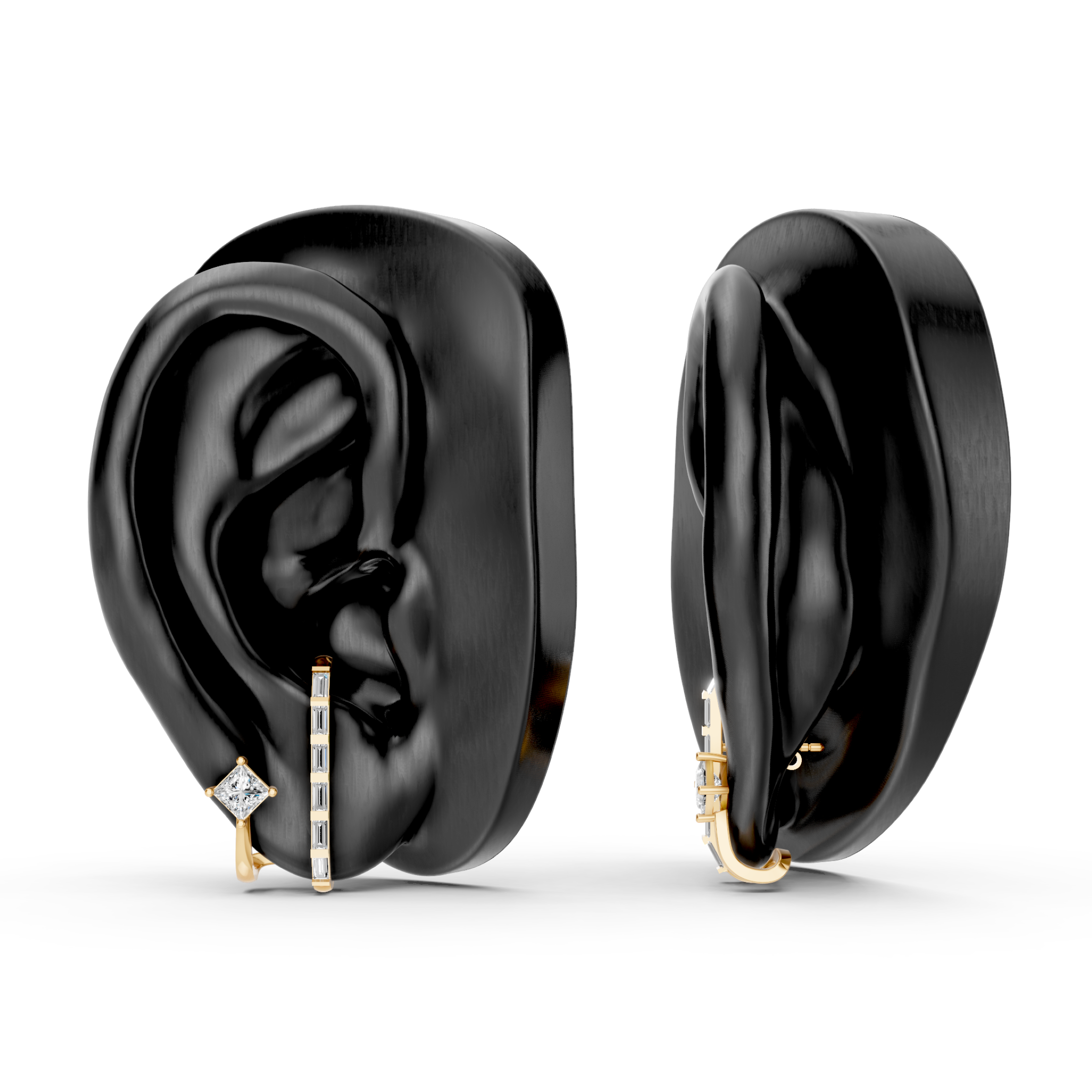 Lab-Grown Diamond Emerald & Pear Linear Drop Earrings