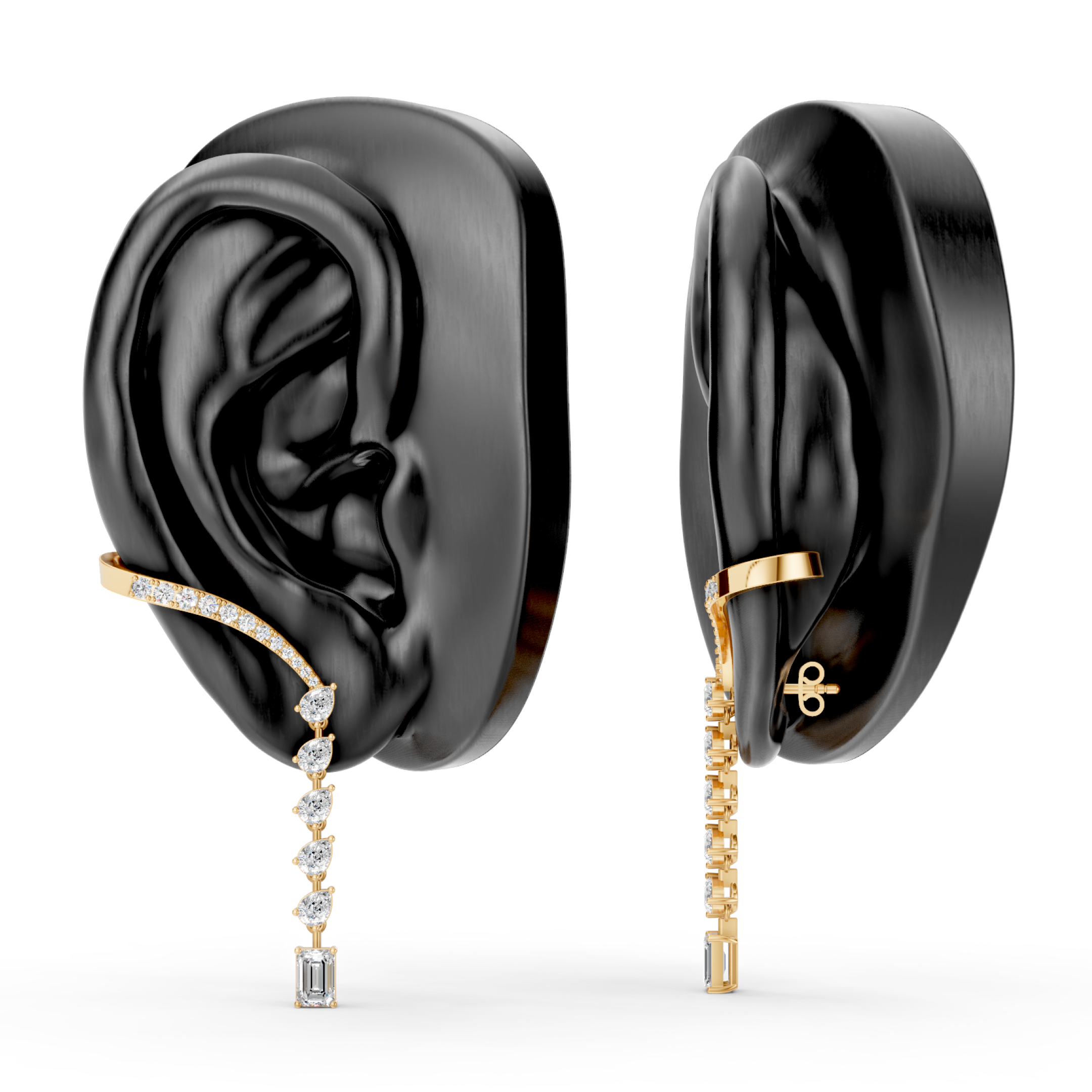 Lab-Grown Diamond Baguette Frame Stud Earrings