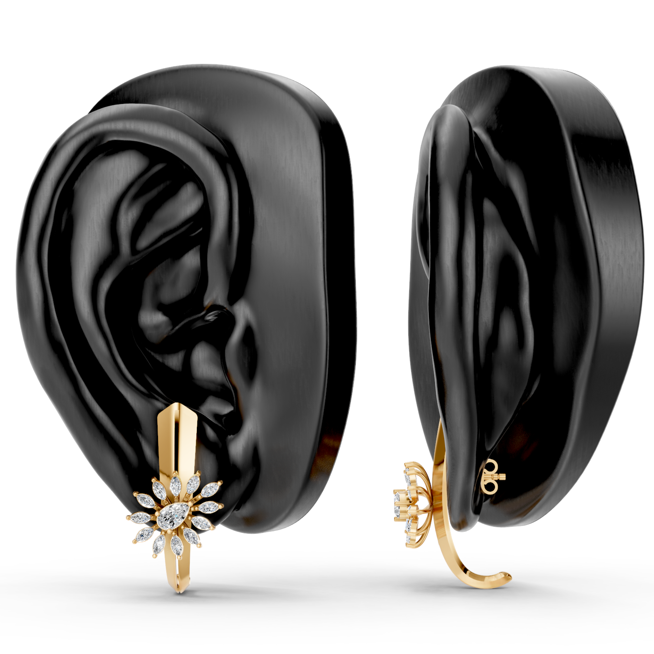 Lab-Grown Diamond Sunburst Marquise Hoop Earrings