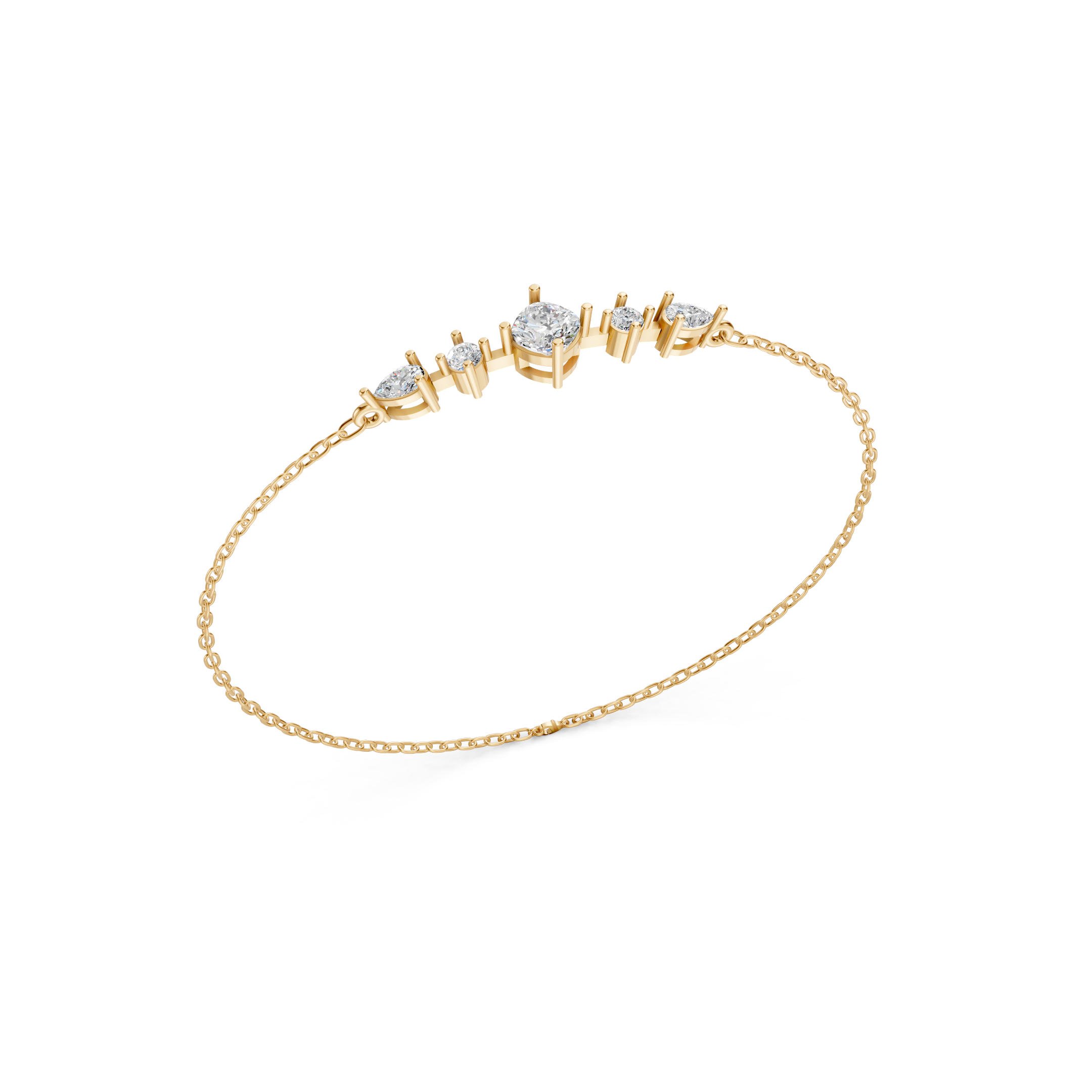 Lab-Grown Diamond Mixed Shape Five-Stone Bracelet