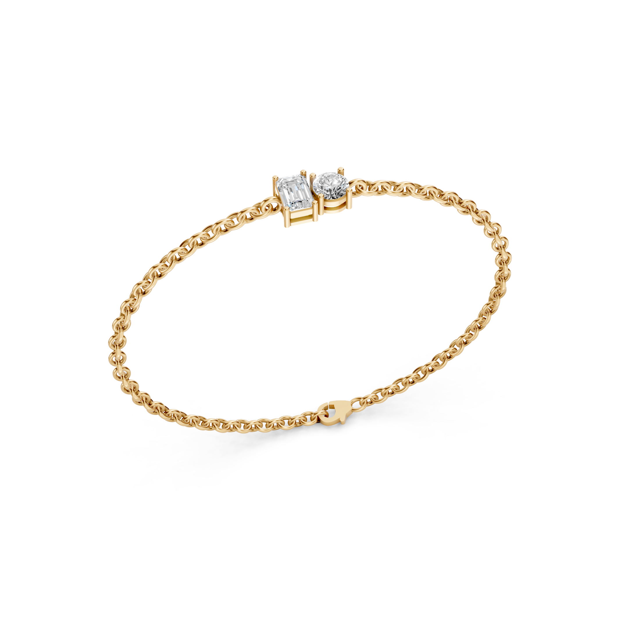 Lab-Grown Diamond Emerald Duo Chain Bracelet