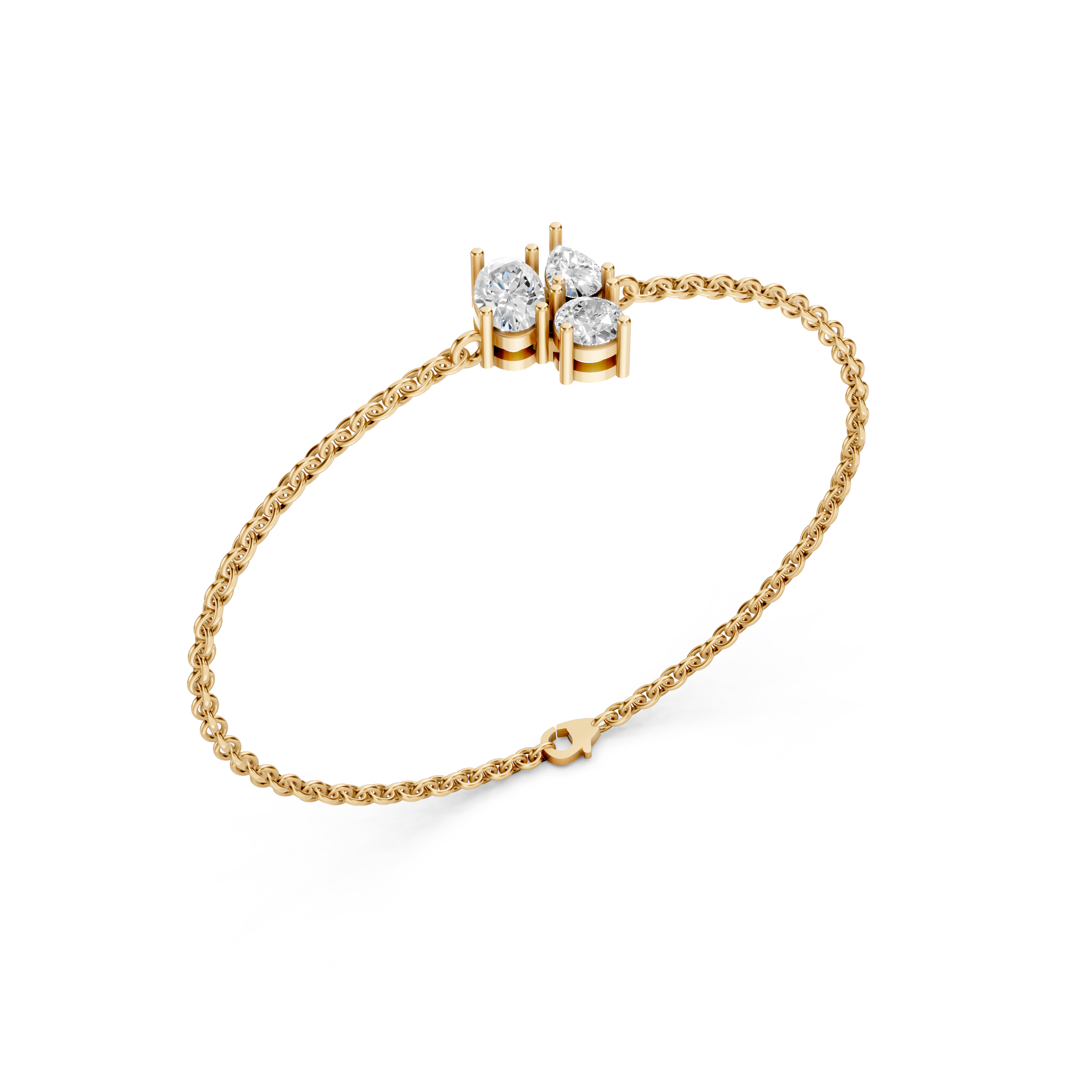 Lab-Grown Diamond Three-Stone Cluster Bracelet