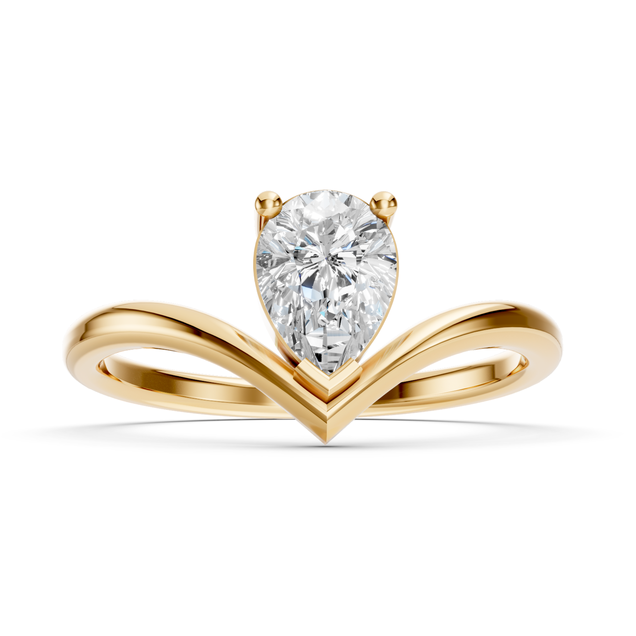 Lab-Grown Diamond Pear V-Contour Ring
