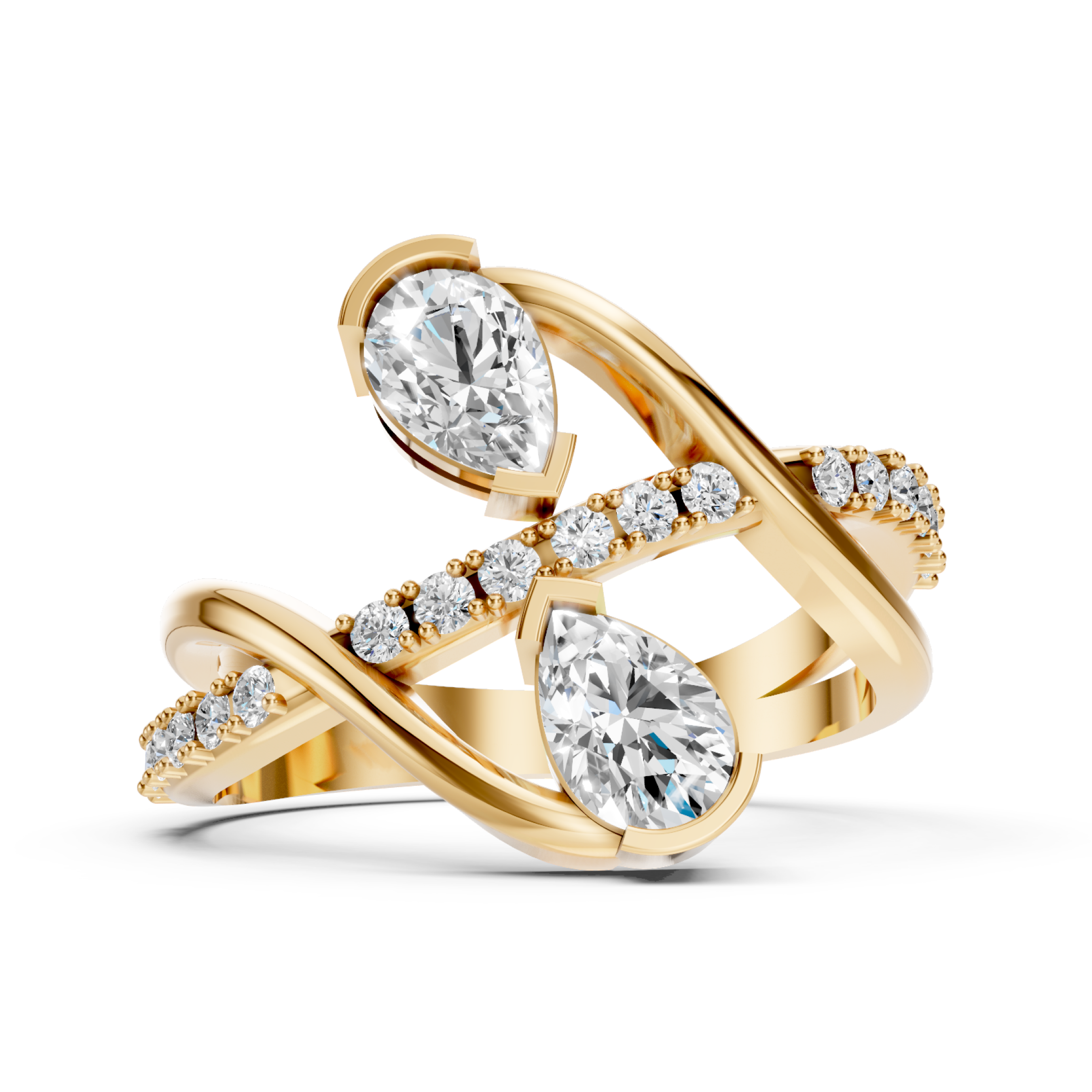 Lab-Grown Diamond Dual Pear Crossover Ring