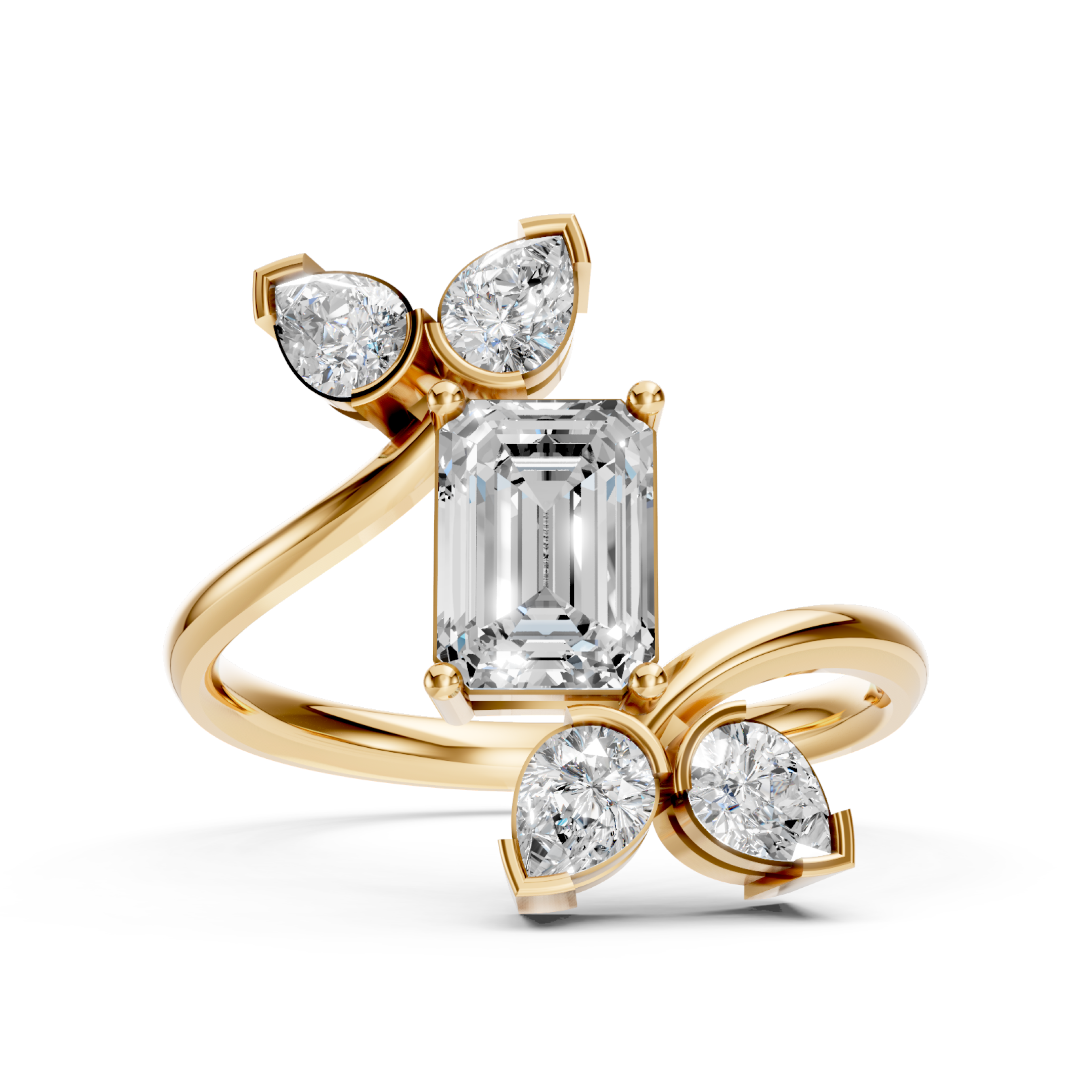 Lab-Grown Diamond Emerald Floral Cluster Ring