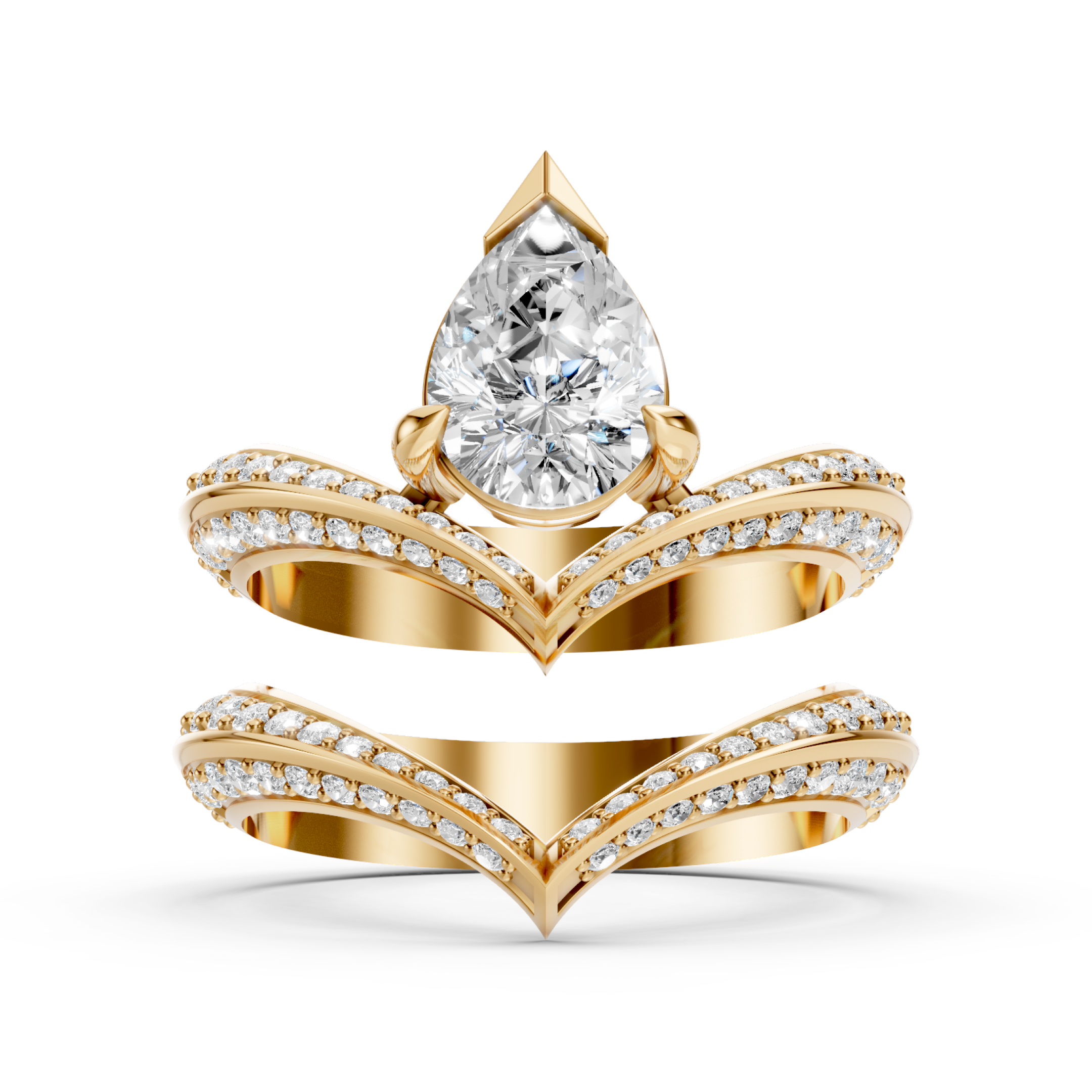 Lab-Grown Diamond Pear Chevron Bridal Set
