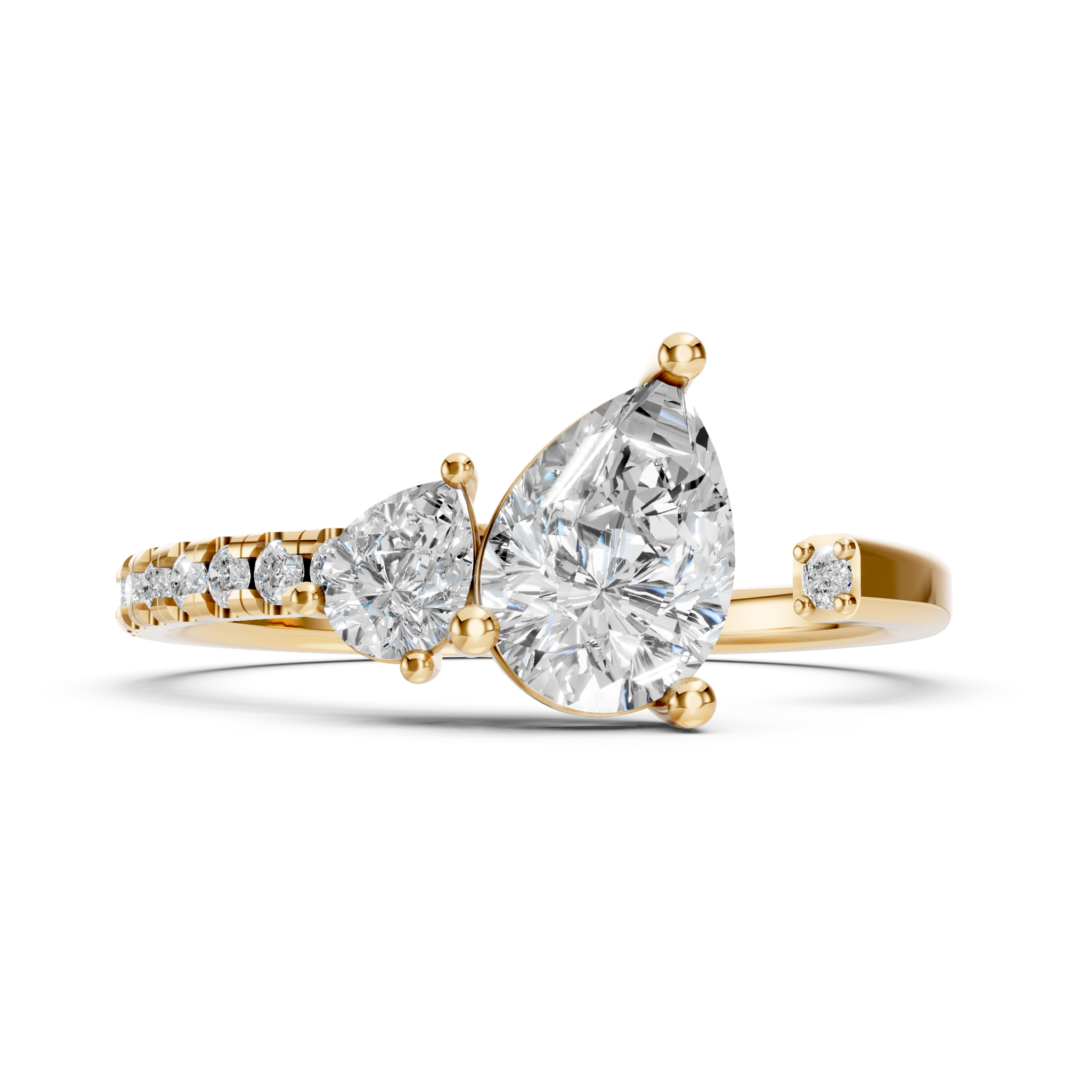 Lab-Grown Diamond Dual Pear Accent Ring