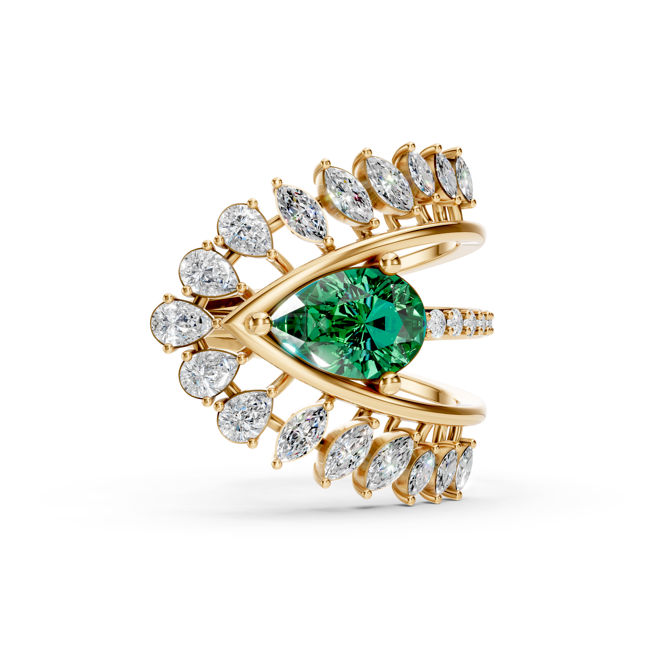 Lab-Grown Emerald Dual Band Ring