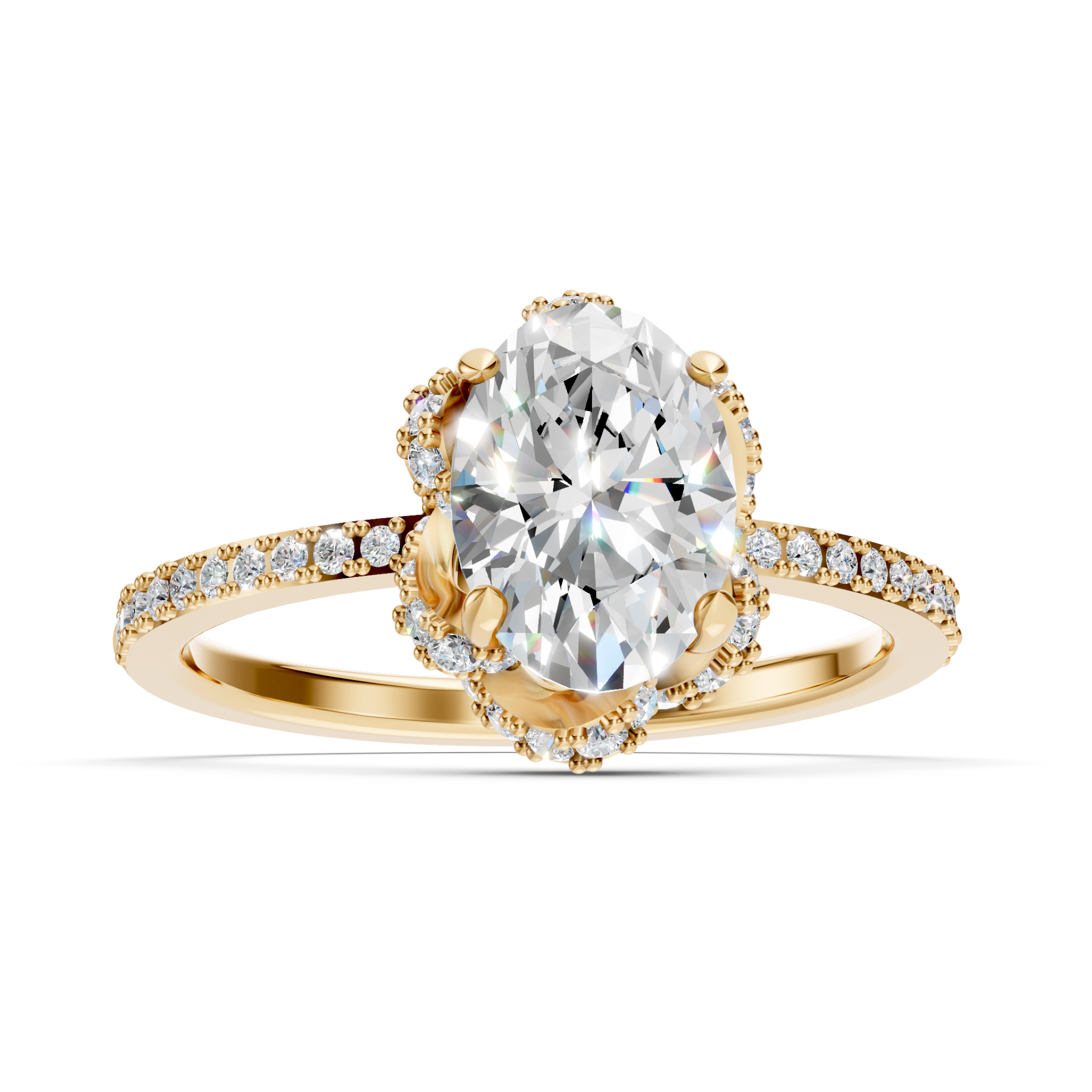 Lab-Grown Diamond Three-Stone Emerald Ring