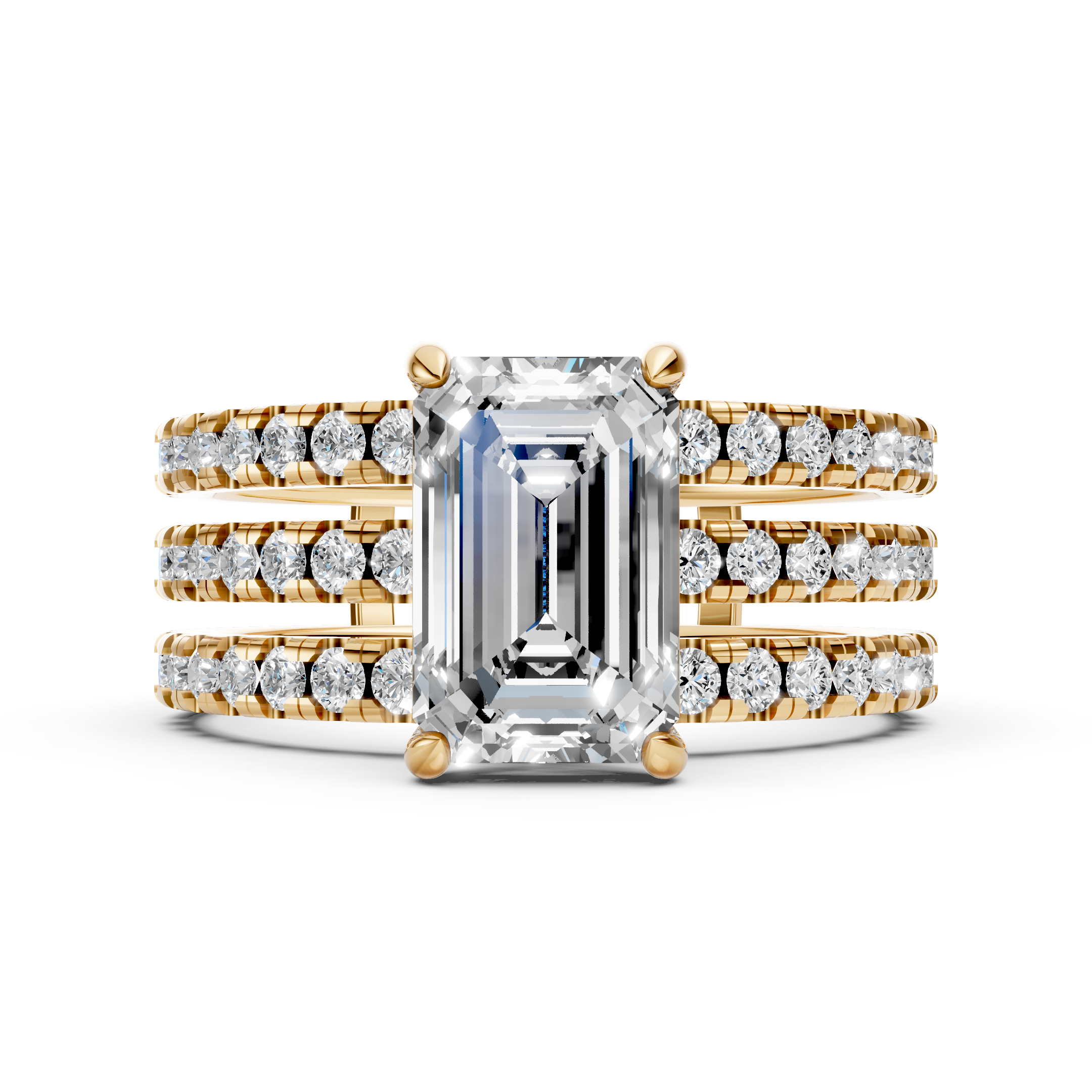 Lab-Grown Diamond Emerald Triple Band Ring