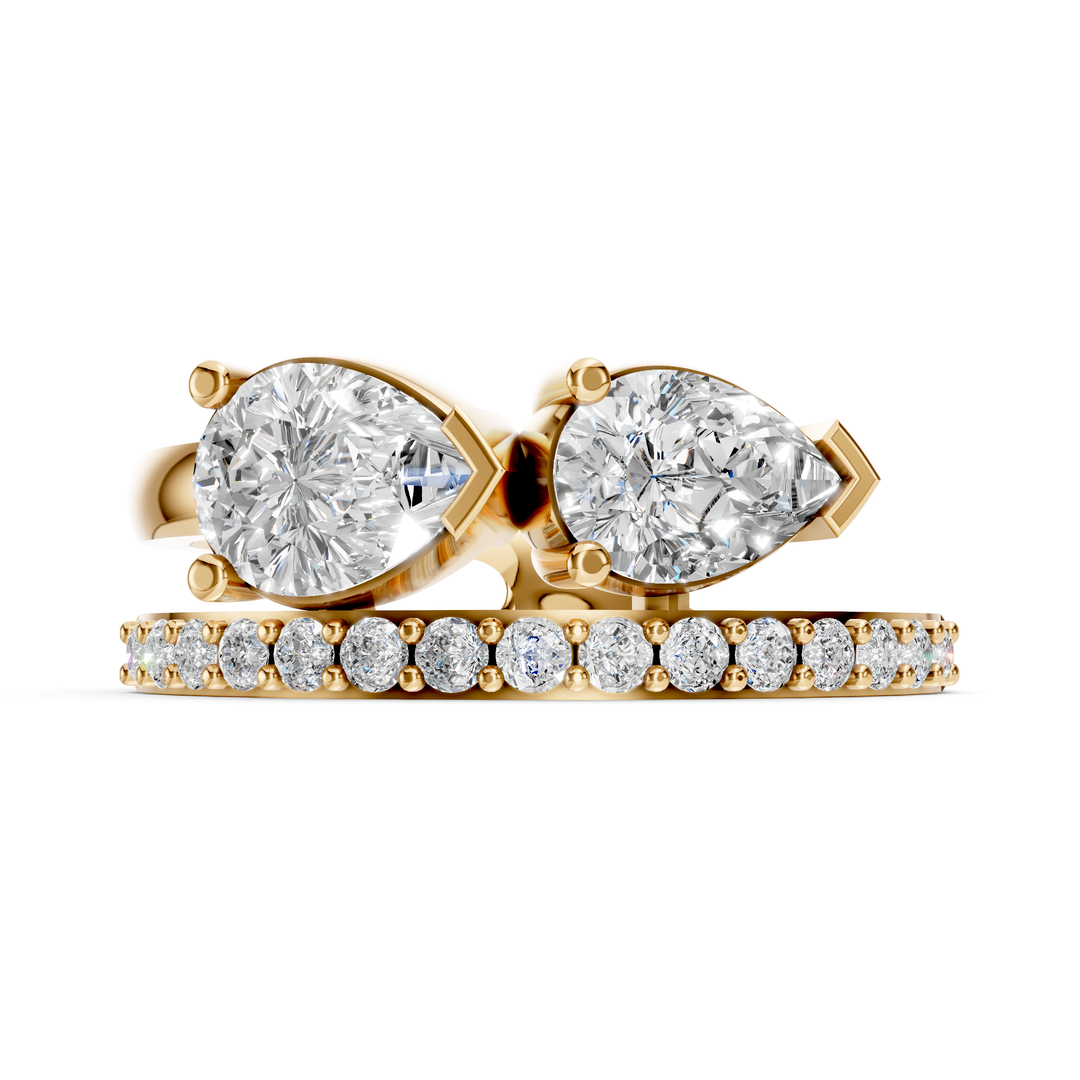 Lab-Grown Diamond Two-Stone Pear Ring