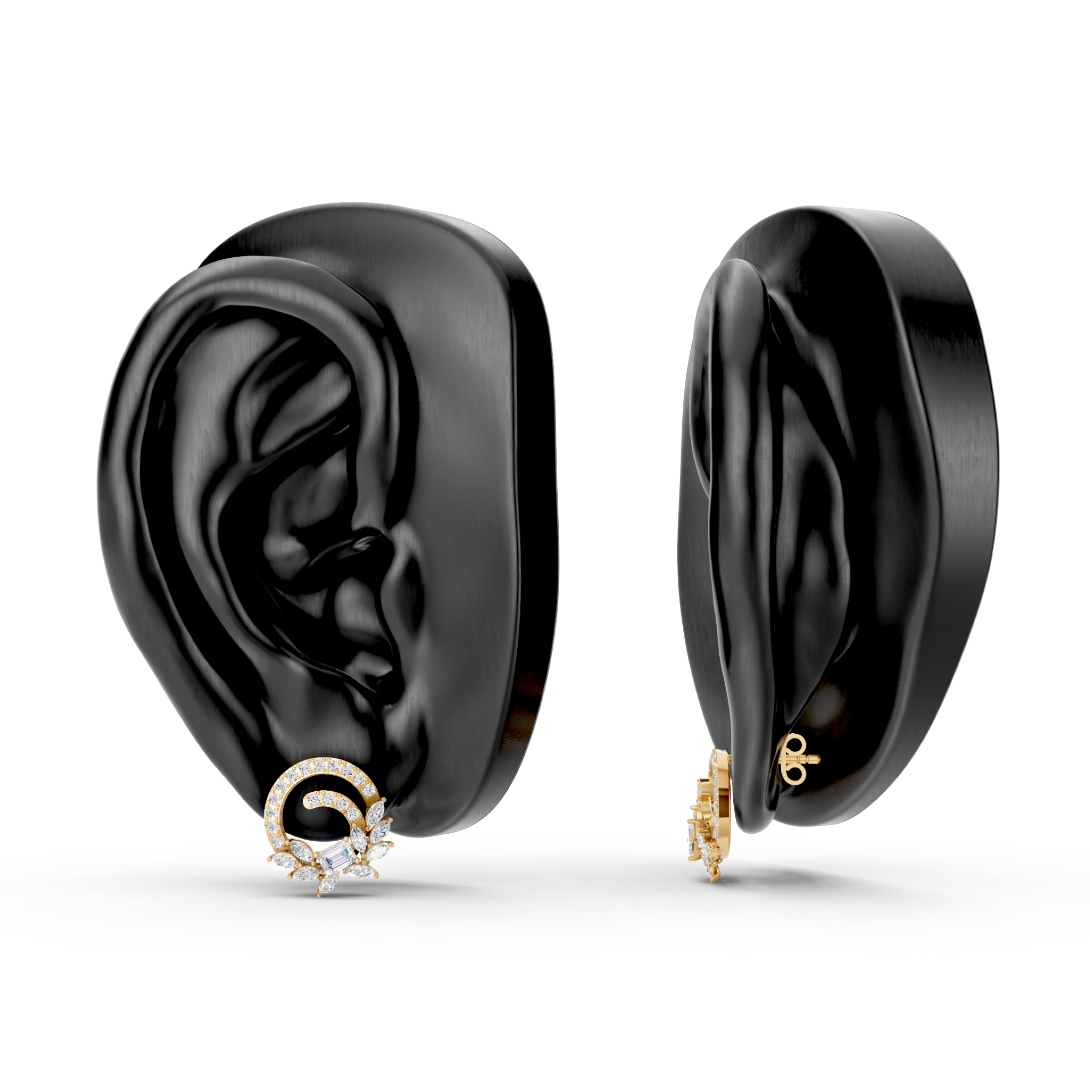 Lab-Grown Diamond Spiral Floral Stud Earrings