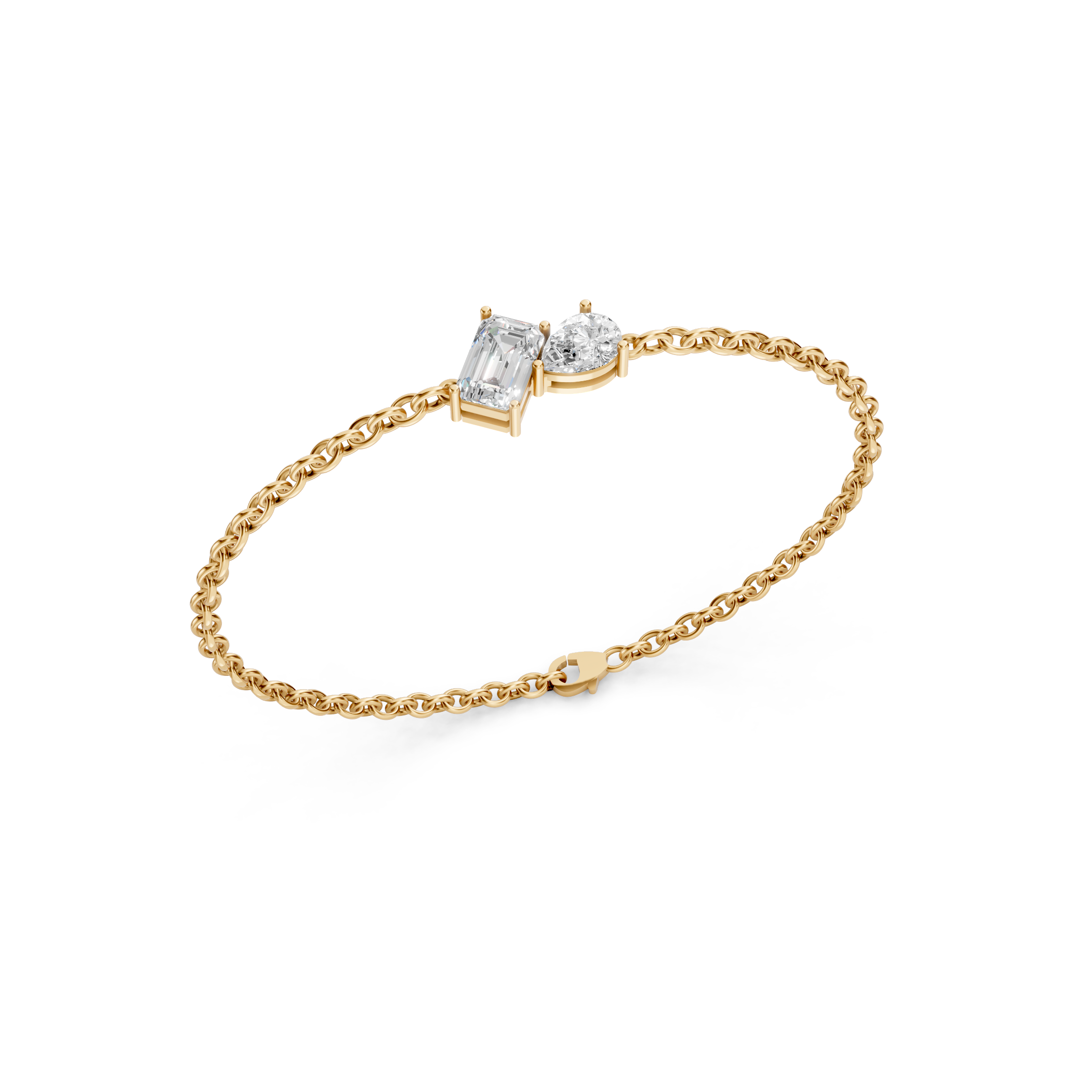 Lab-Grown Diamond Emerald & Round Offset Bracelet