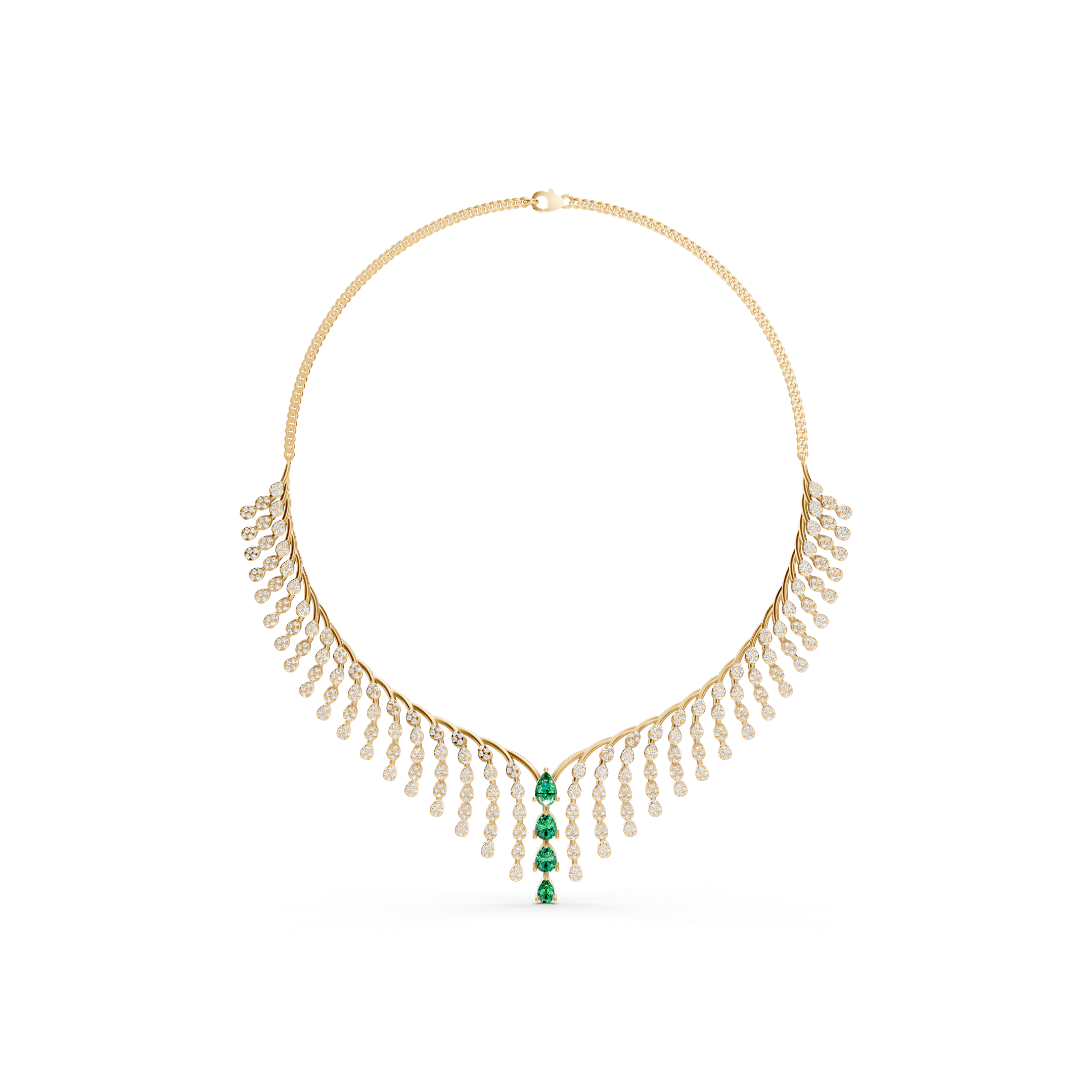 Lab-Grown Emerald Tassel Fringe Necklace