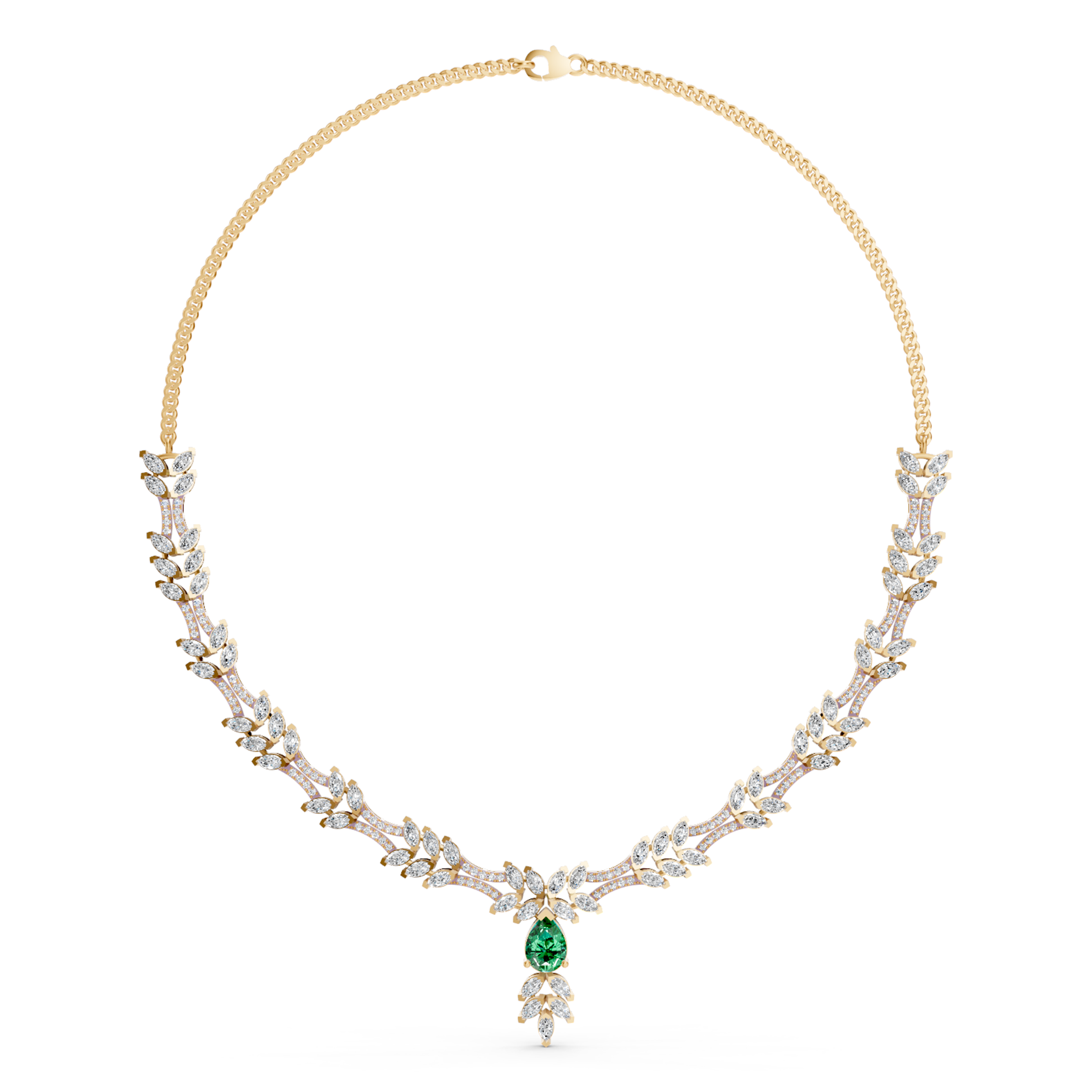 Lab-Grown Emerald Vine Necklace