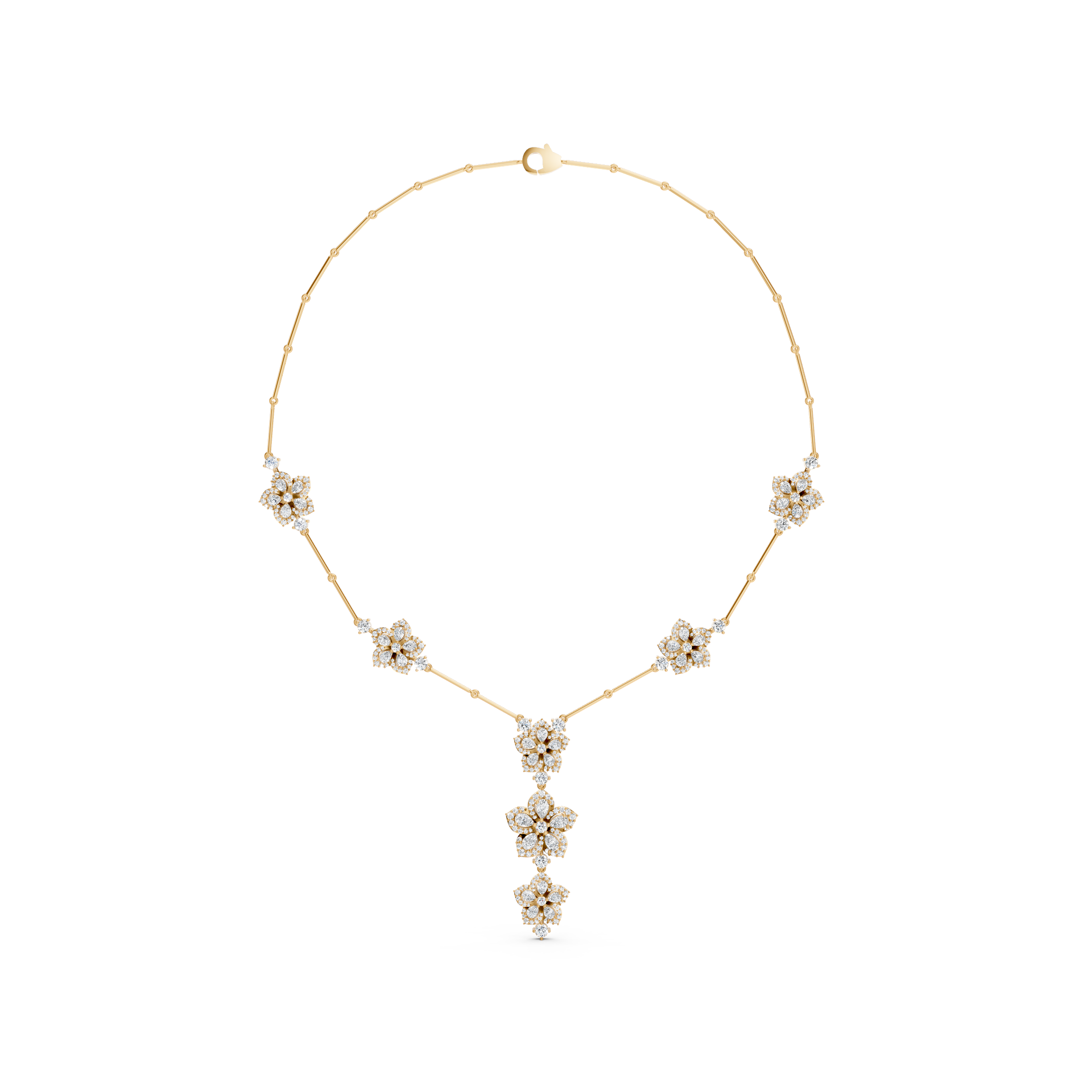 Lab-Grown Diamond Delicate Floral Drop Necklace