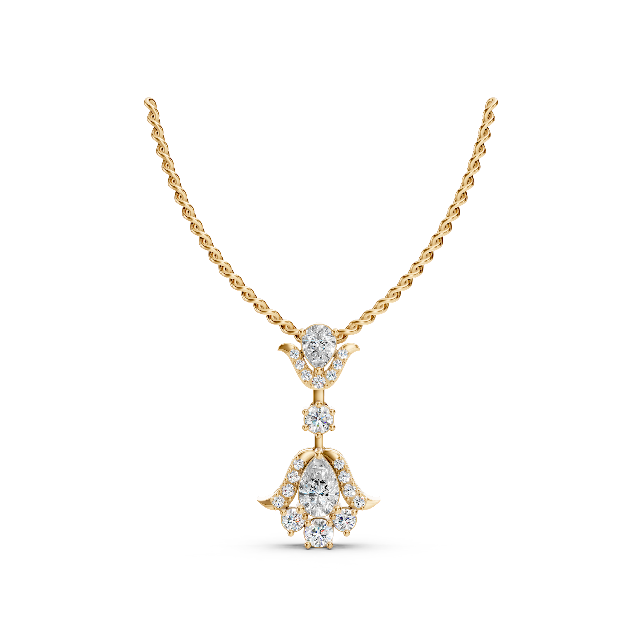 Lab-Grown Diamond Floral Drop Pendant