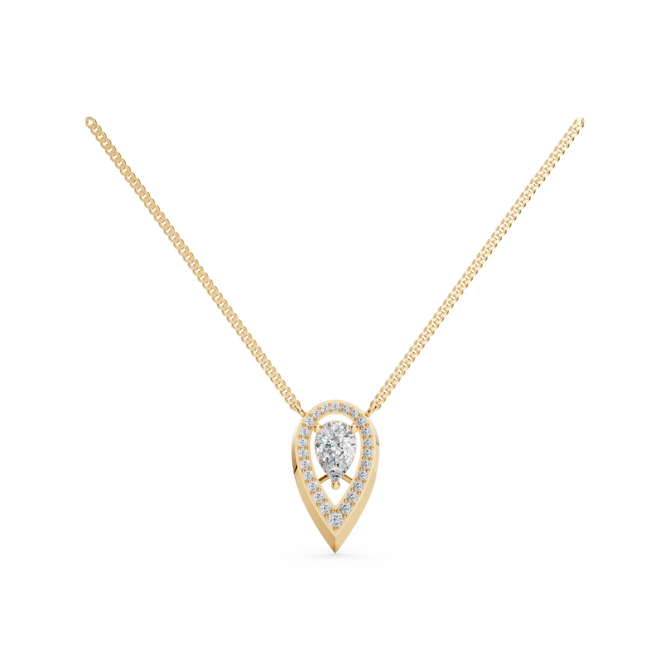 Lab-Grown Diamond Pear Halo Pendant