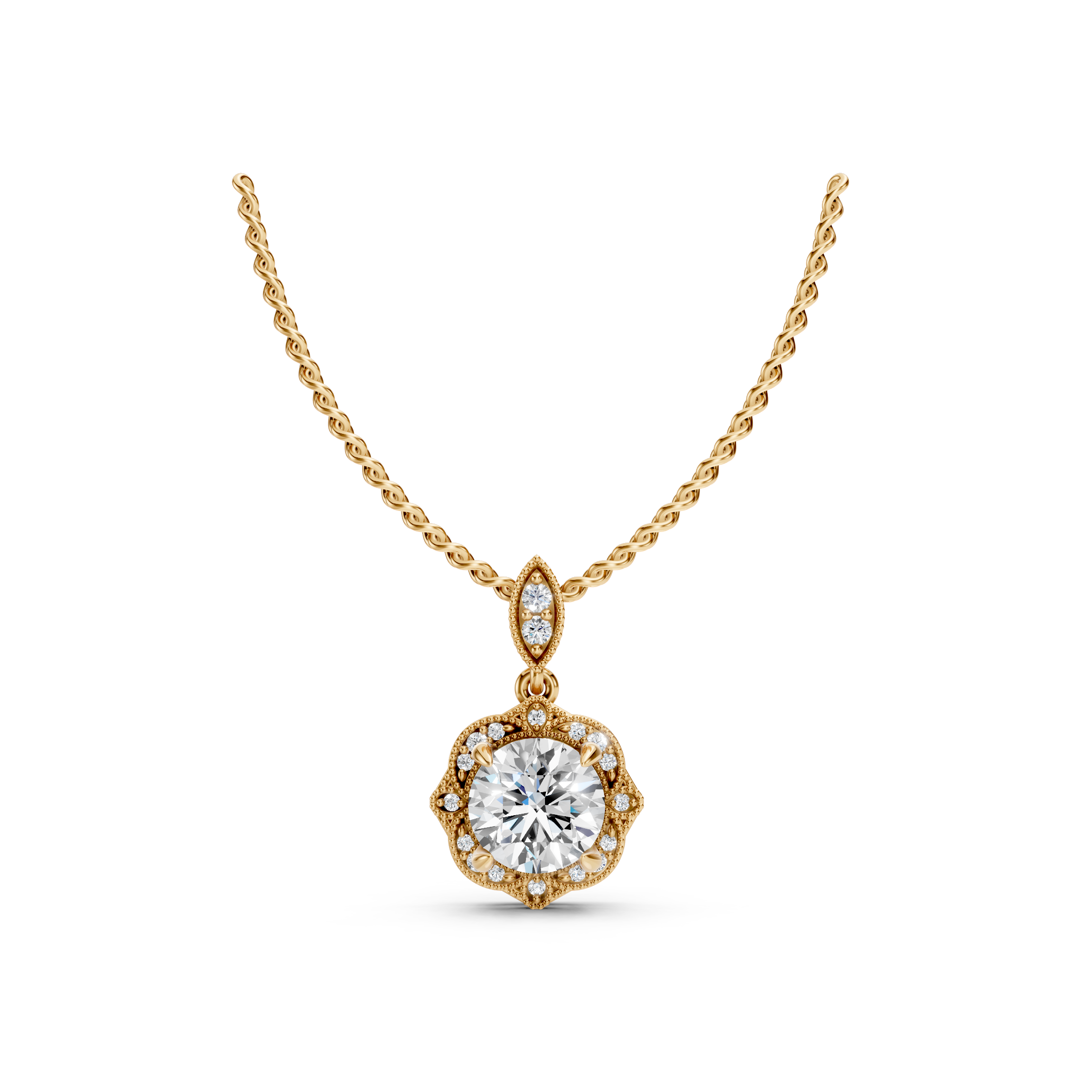 Lab-Grown Diamond Vintage Round Pendant