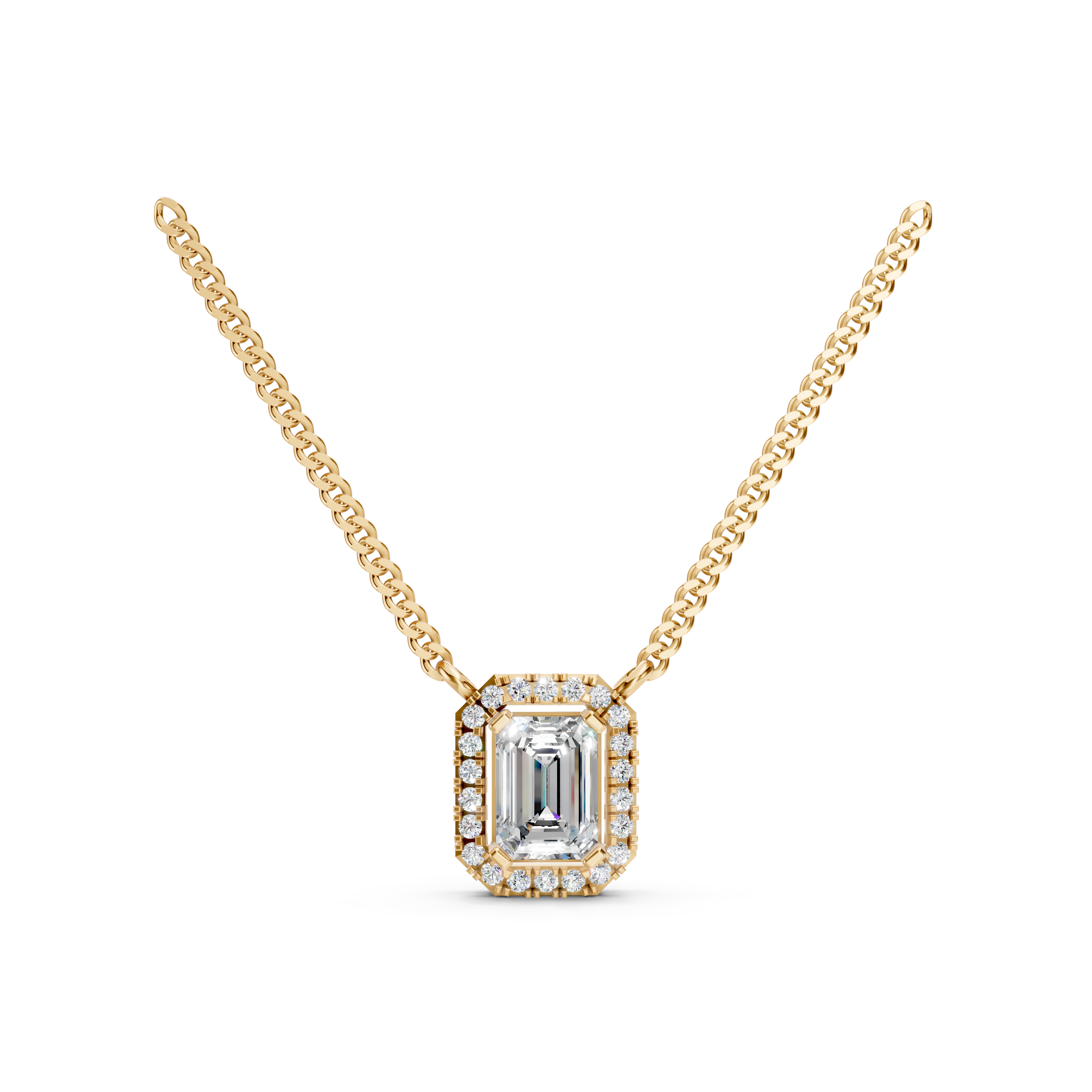 Lab-Grown Diamond Emerald Halo Pendant