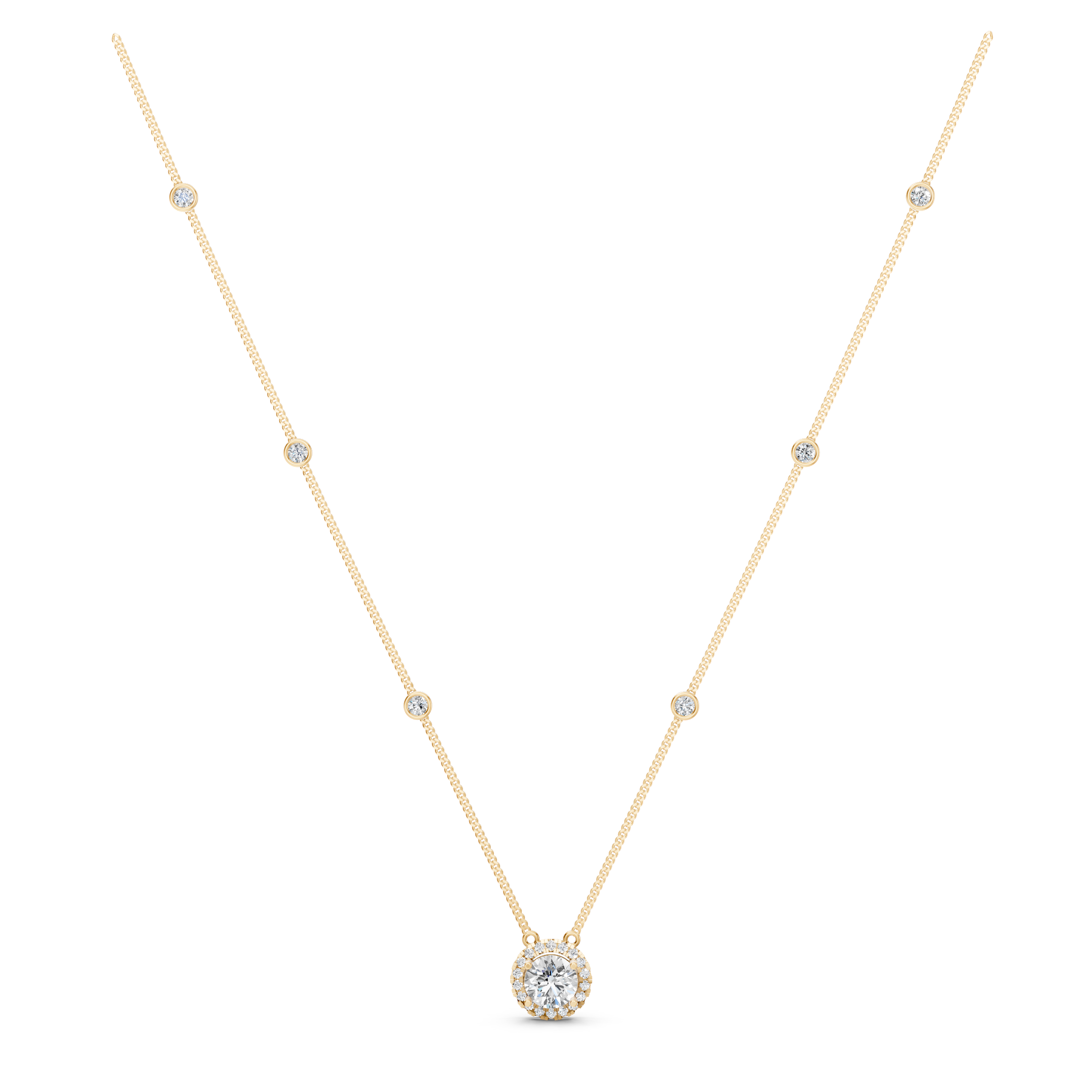 Lab-Grown Diamond Bezel Station Necklace Pendant