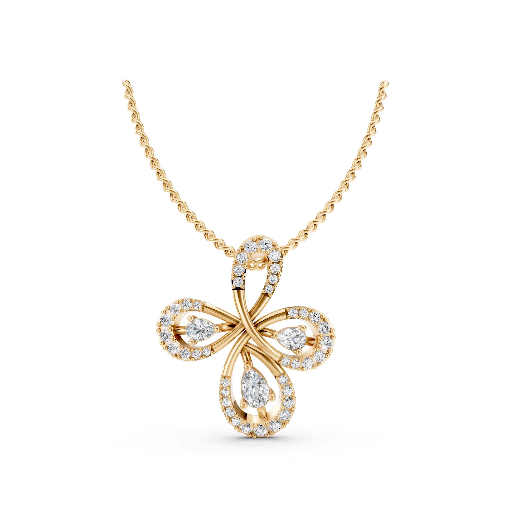 Lab-Grown Diamond Triple Floral Motif Pendant
