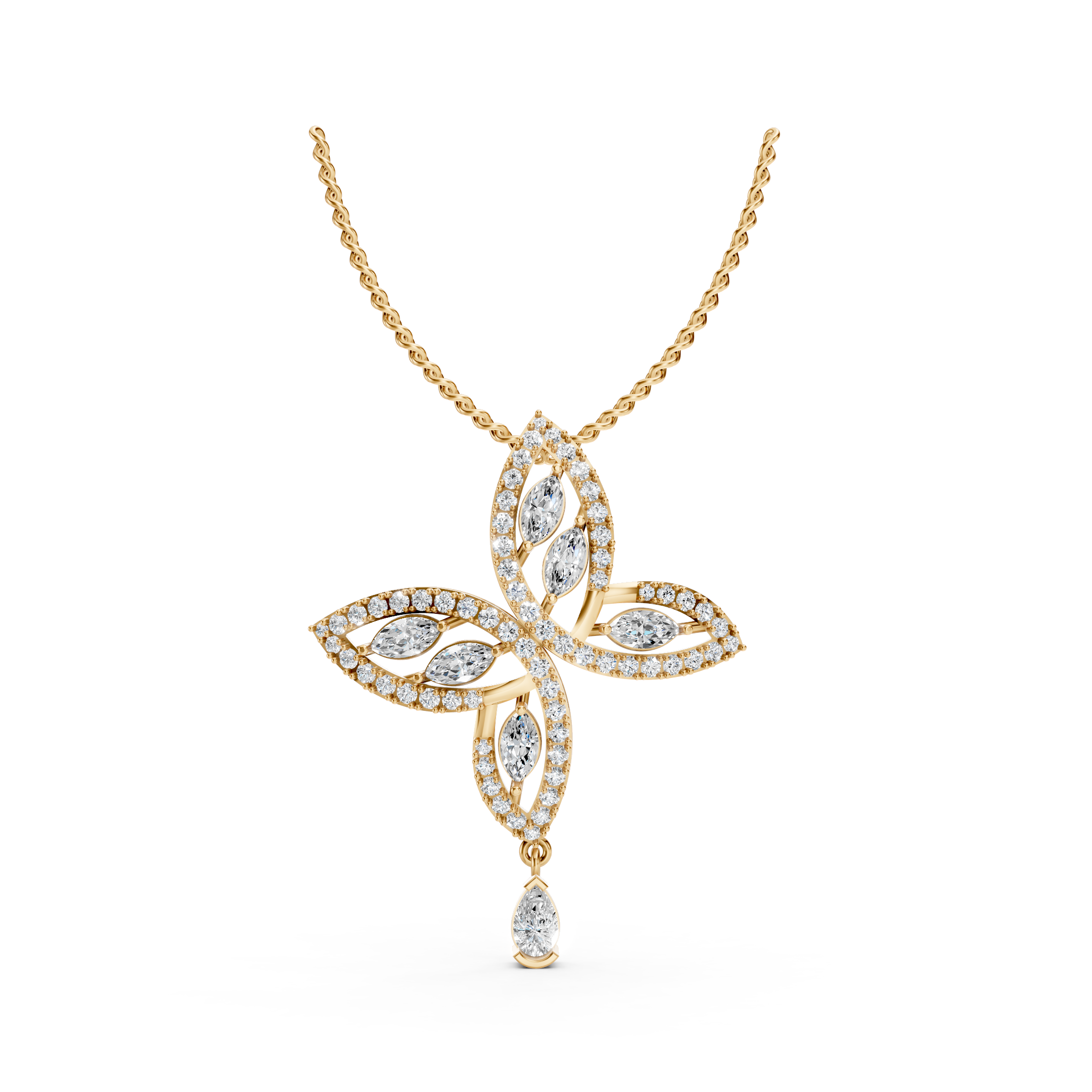 Lab-Grown Diamond Leaf Cluster Drop Pendant