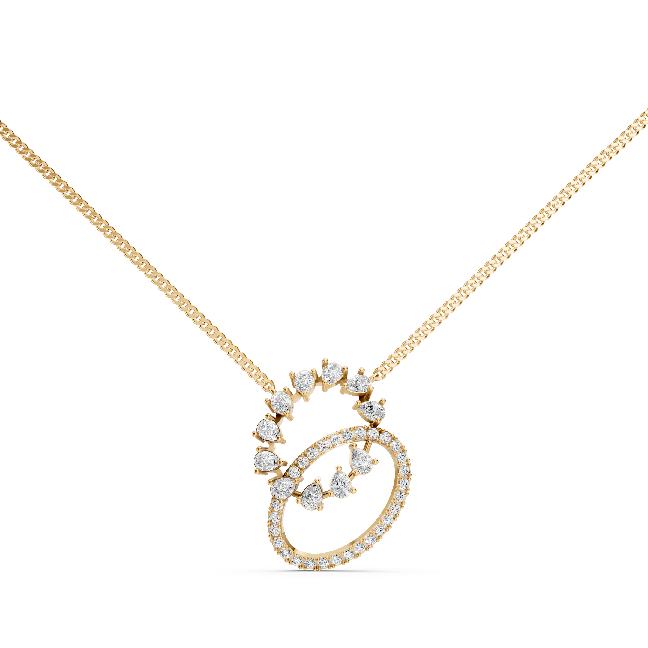 Lab-Grown Diamond Pear Halo Swirl Pendant