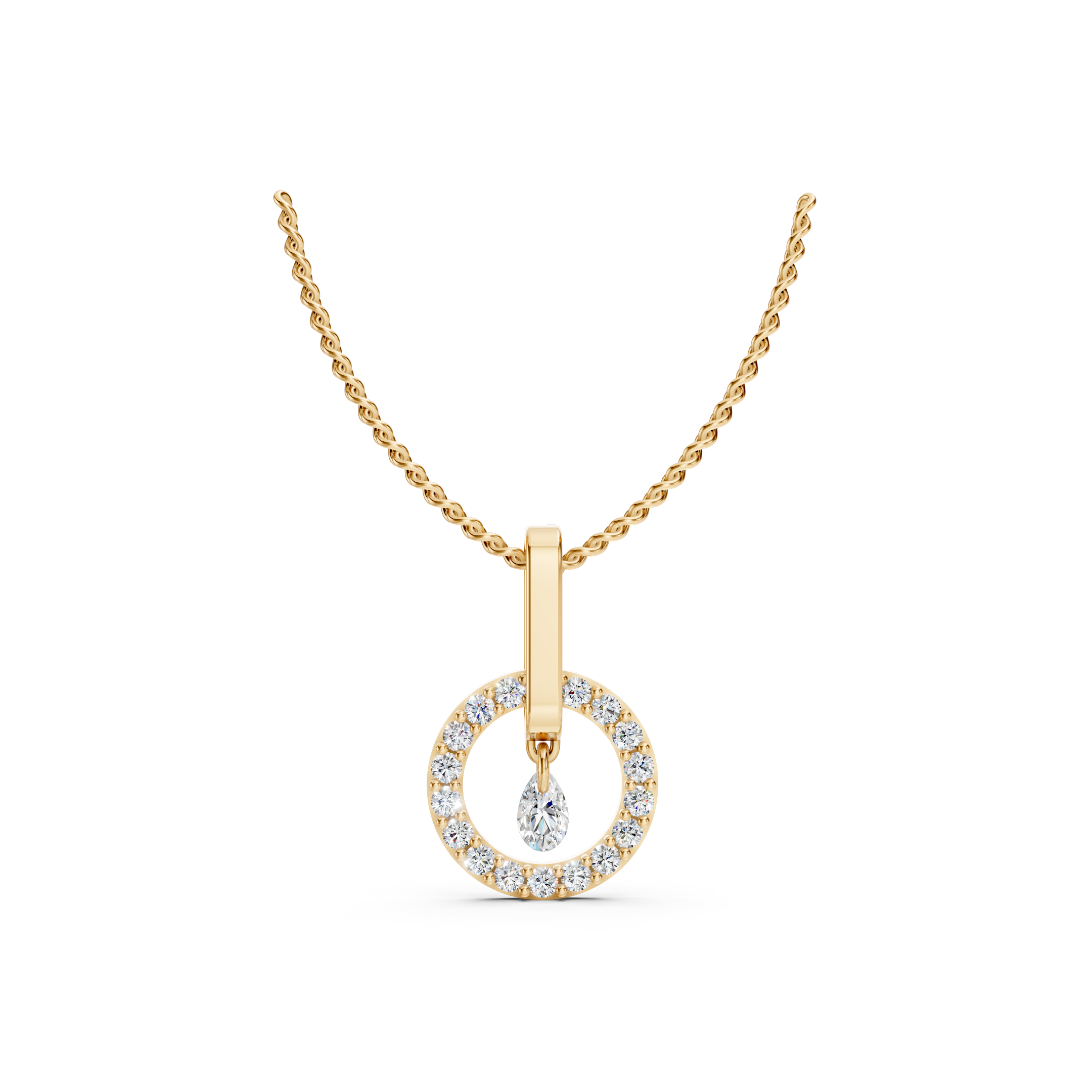 Lab-Grown Diamond Open Circle Drop Pendant