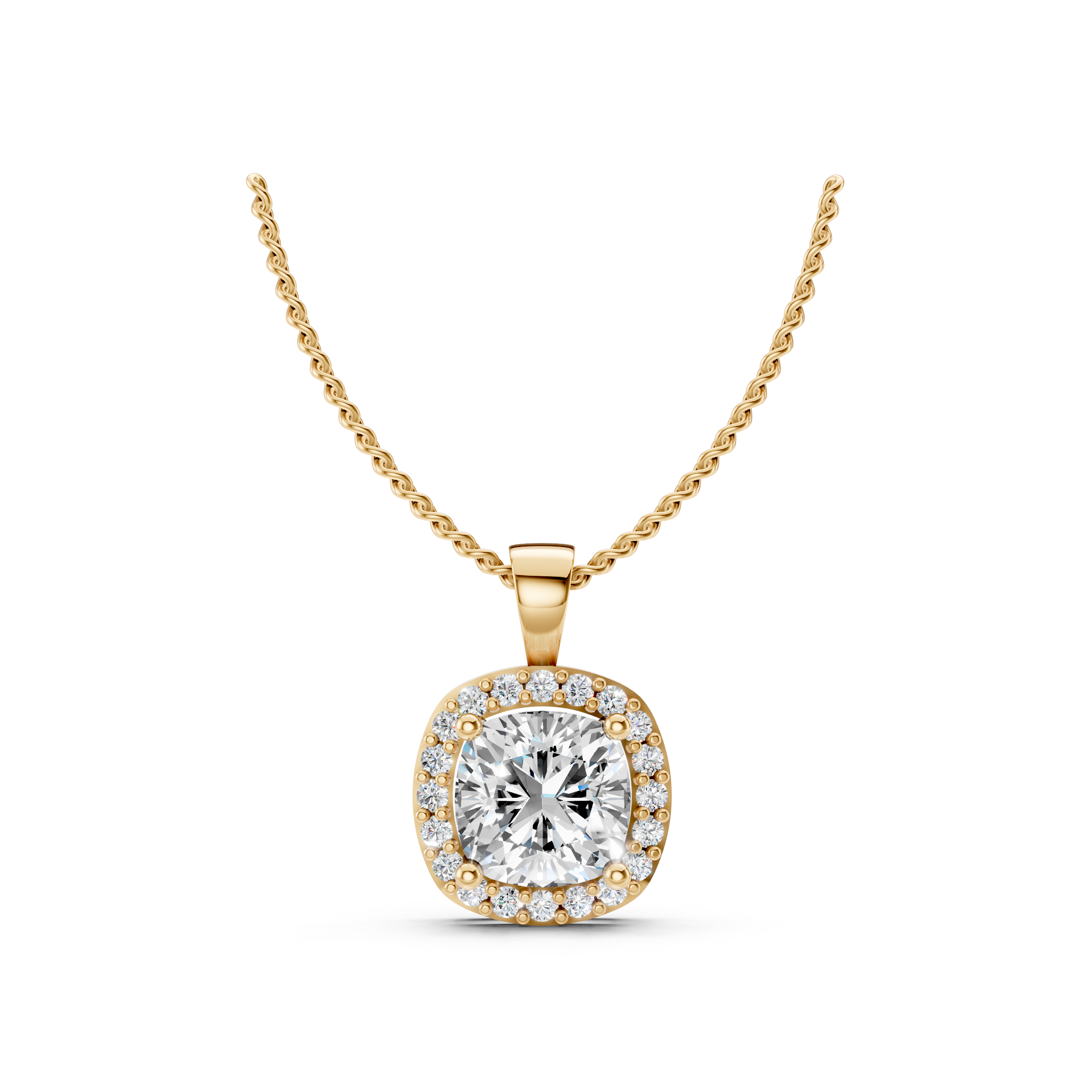 Lab-Grown Diamond Cushion Halo Pendant